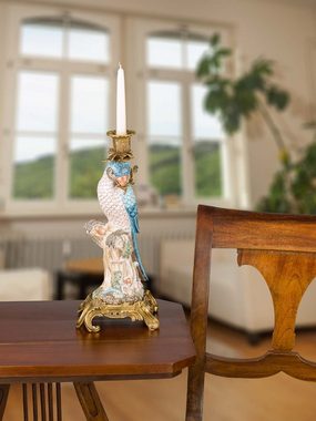 Aubaho Kerzenständer Kerzenhalter Kerzenständer Papagei Porzellan Skulptur Antik-Stil Paar