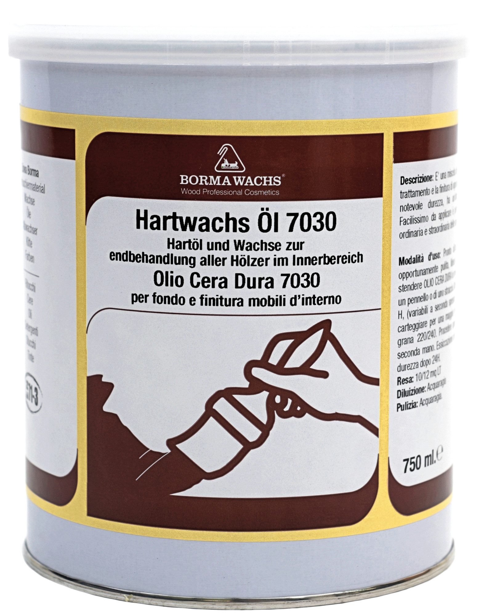 BORMA Holzöl Hartwachs-Öl 7030 pastös, Pastöses Hartwachs-Öl - Holzschutz für edles und seidig-mattes Finish – Bild 2 von 3