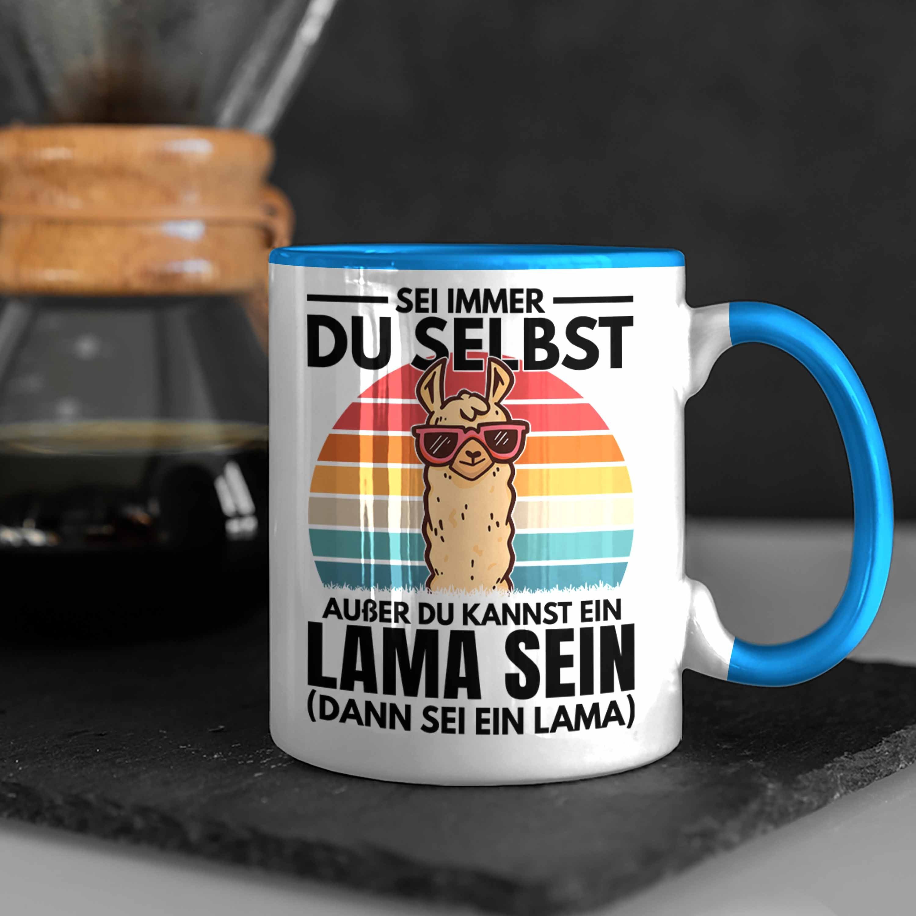 Trendation Tasse Trendation Lama-Liebhaber Immer Geschenkidee Frauen Llama Blau - Du Sei Geschenk Selbst Tasse Alpaka