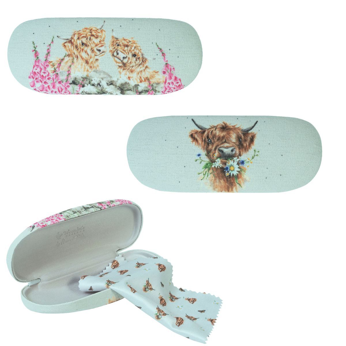Wrendale Brillenetui Wrendale Designs Brillenetui Hardcase Highland-Rinder mit Putztuch