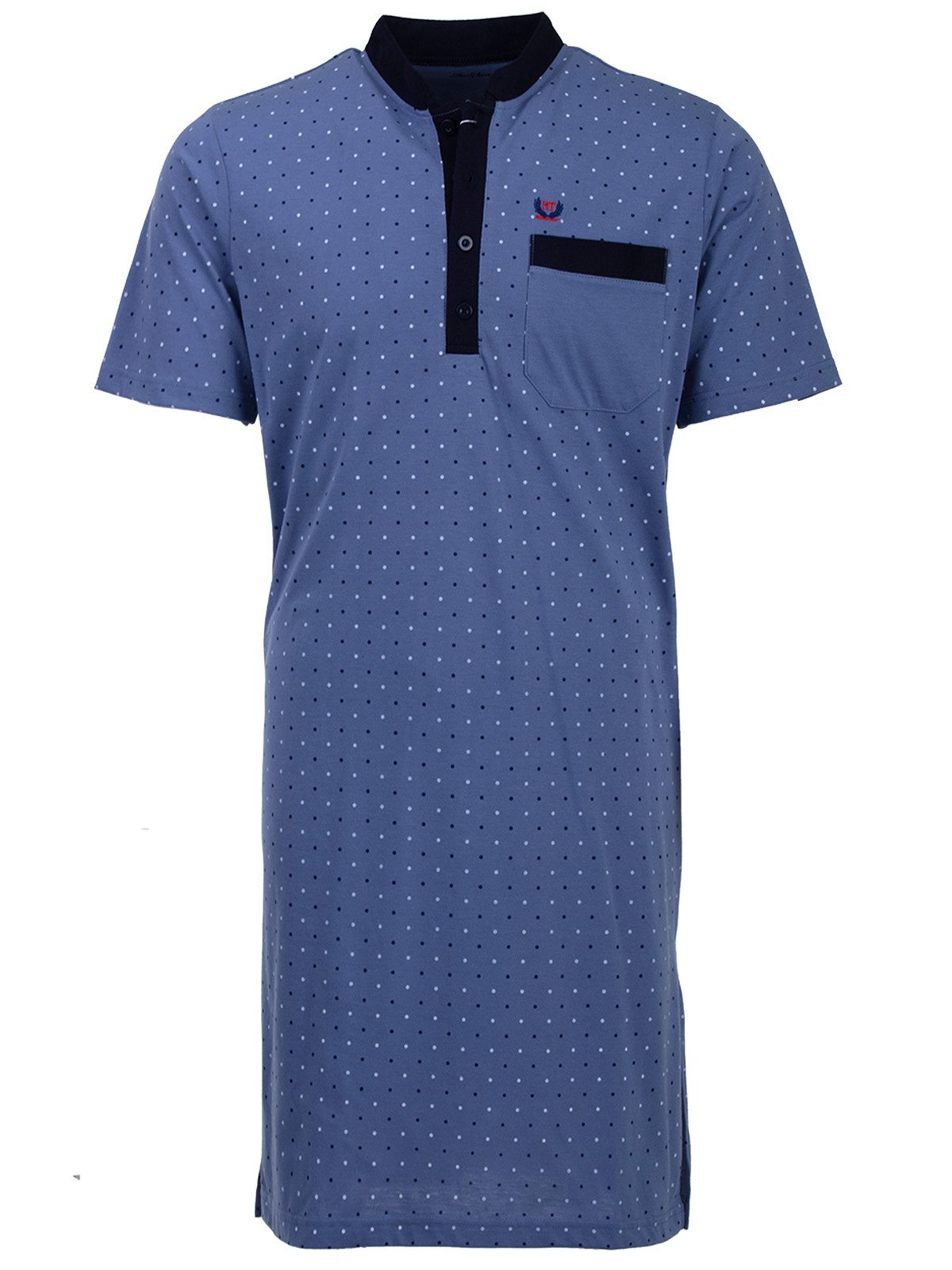Henry Terre Nachthemd Nachthemd Kurzarm - Stehkragen mit Punkten günstig online kaufen