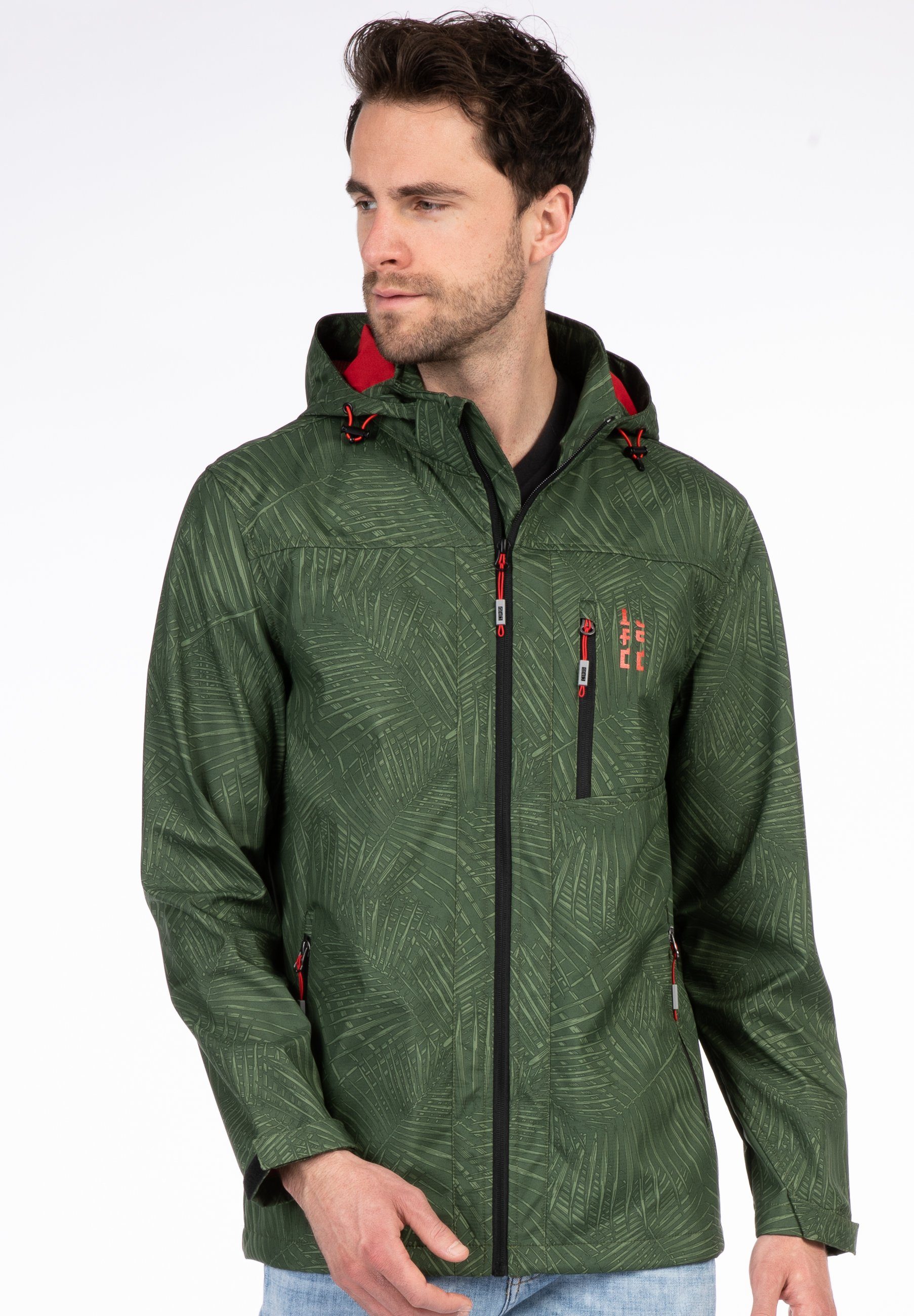 DEPROC Active Softshelljacke ADRIEN CS MEN Funktionsjacke, Herrenjacke, Outdoorjacke auch in Großen Größen, mit abnehmbarer Kapuze green water