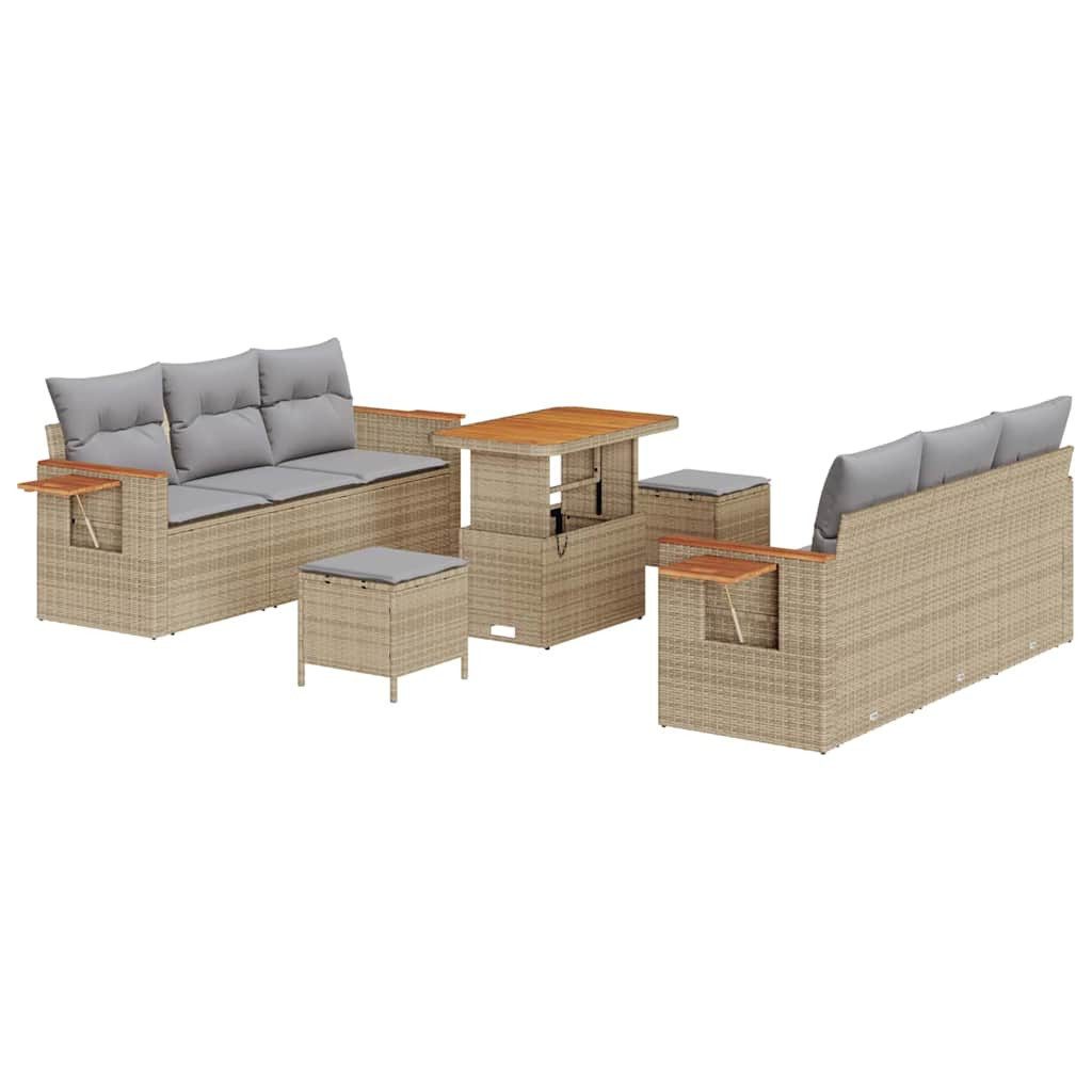 vidaXL Loungesofa Gartensofa-set 11 stk. 8-Sitzanzahl Beige und Hellgrau, 11 Teile