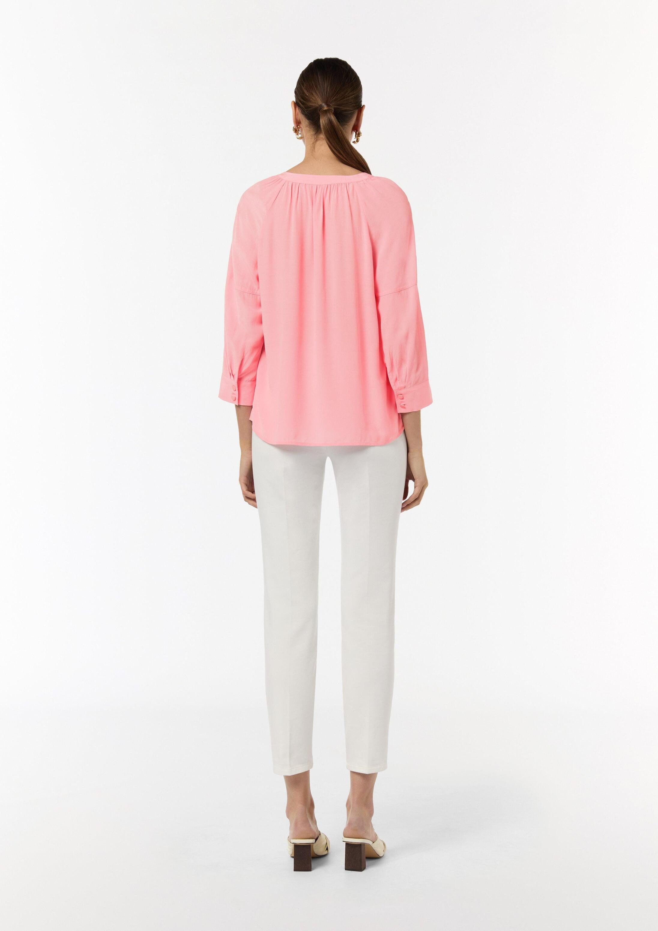 comma Kurzarmbluse Bluse Bluse aus Crêpe