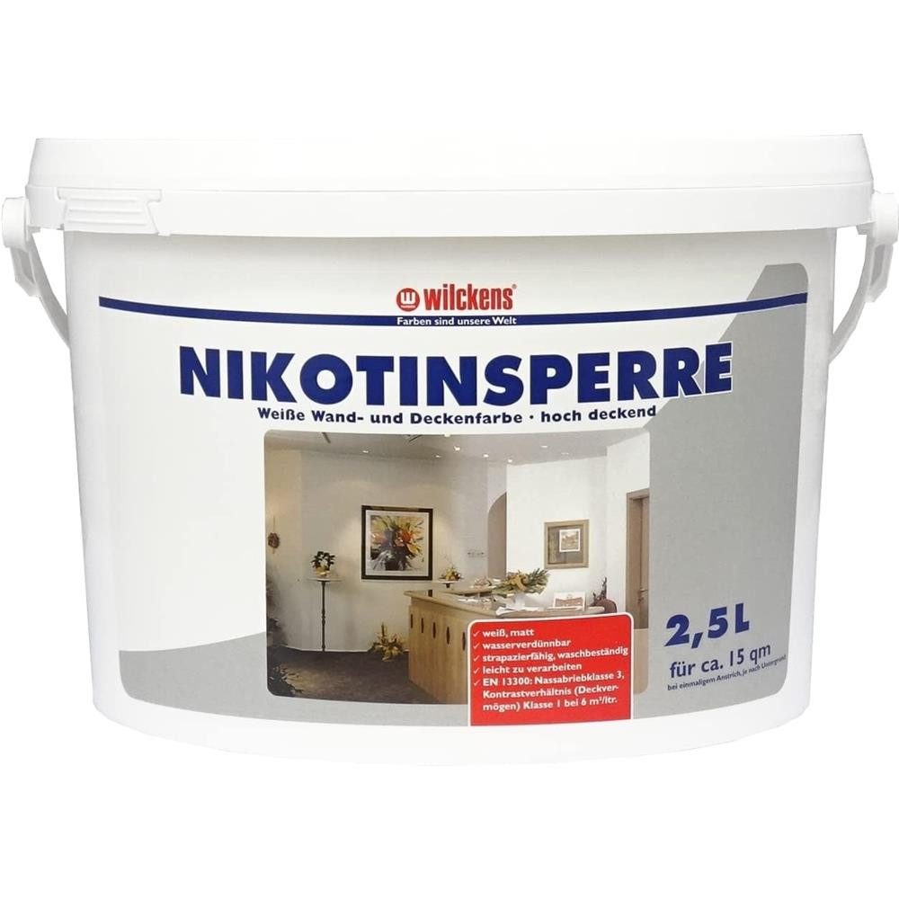 Wilckens Farben Nikotinsperre Weiß matt Wandfarbe Sperrfarbe Isolierfarbe, für nikotin- und rauchbelastete Wände