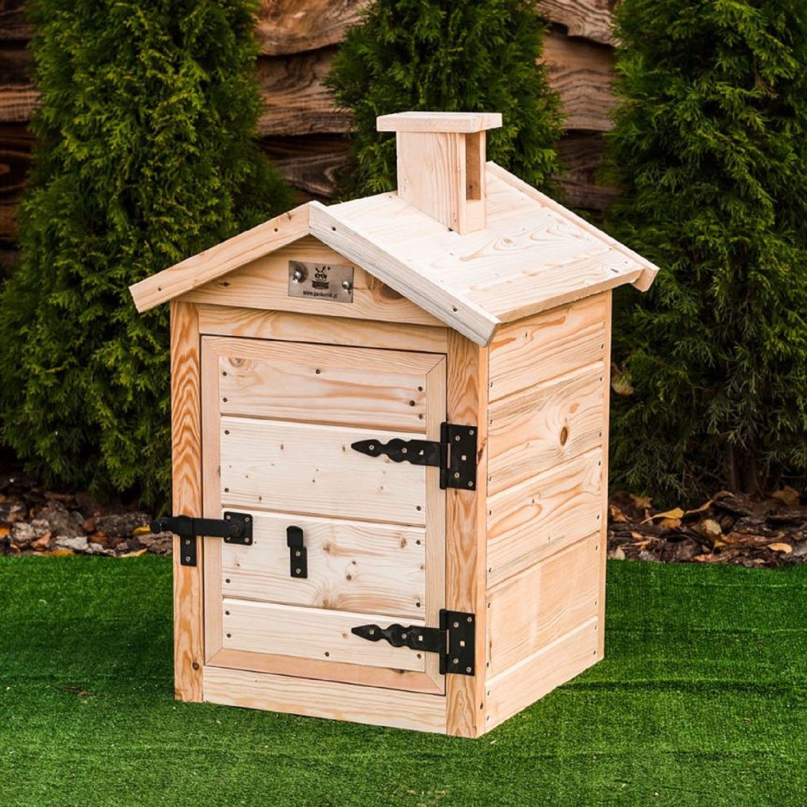 QLS Räucherofen Premium 60 cm Holz Geflammt, Holzräucherei Räucherkammer aus Fichte Tragbar Outdoor – Bild 4 von 5