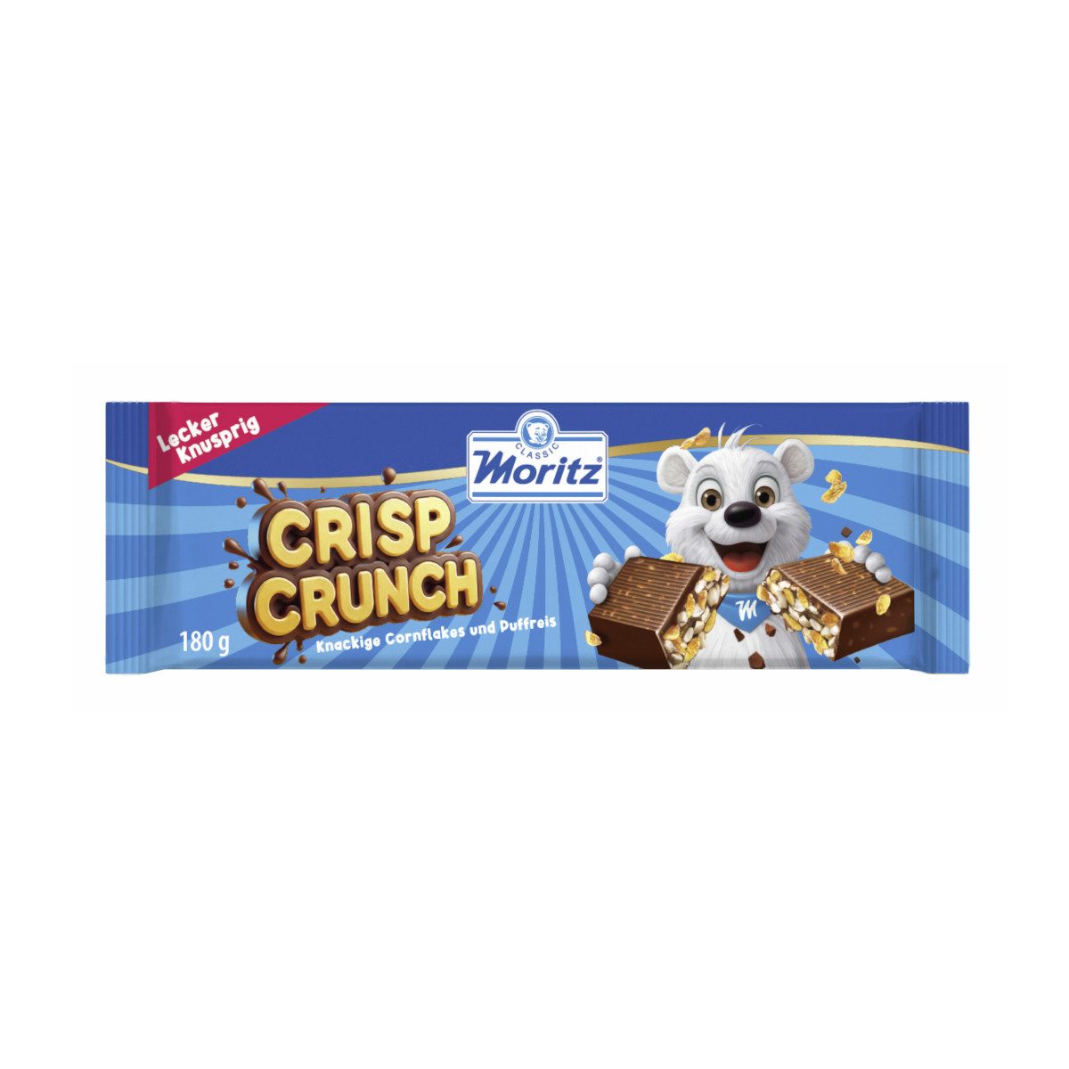 WAWI Schokolade, Wawi Moritz Crisp Crunch Tafel Kakaocreme mit Cornflakes 180g