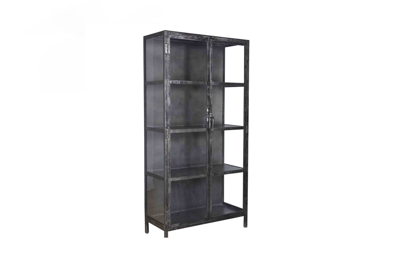 KAWOLA Highboard ARLES, Highboard Vitrine Metall schwarz 2 Türen 90x190x40 cm