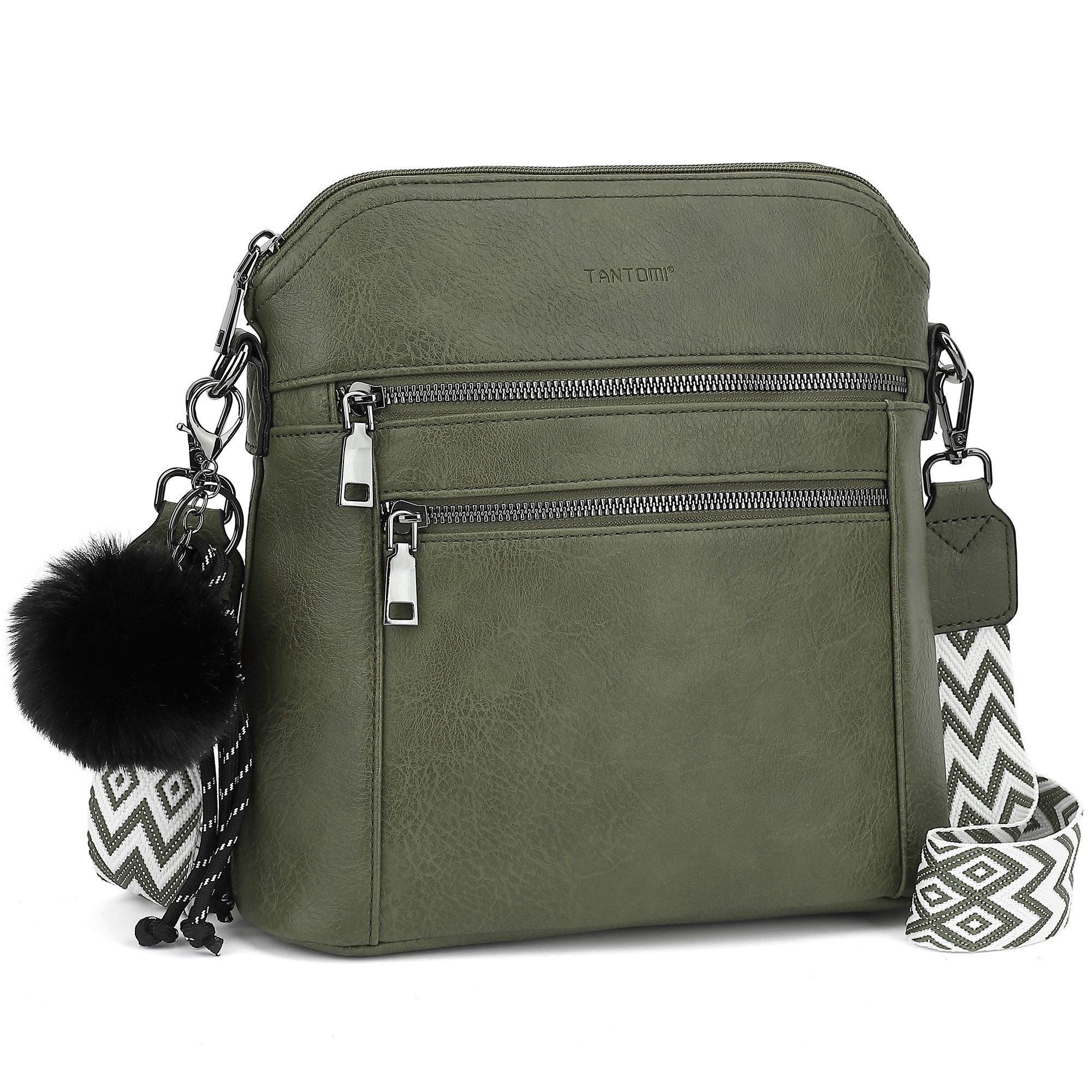 TANTOMI Schultertasche Damen Umhängetasche Mittelgroß mit Vielen Fächern, Crossbody Bag mit Verstellbar Abnehmbar Breiter Gurt