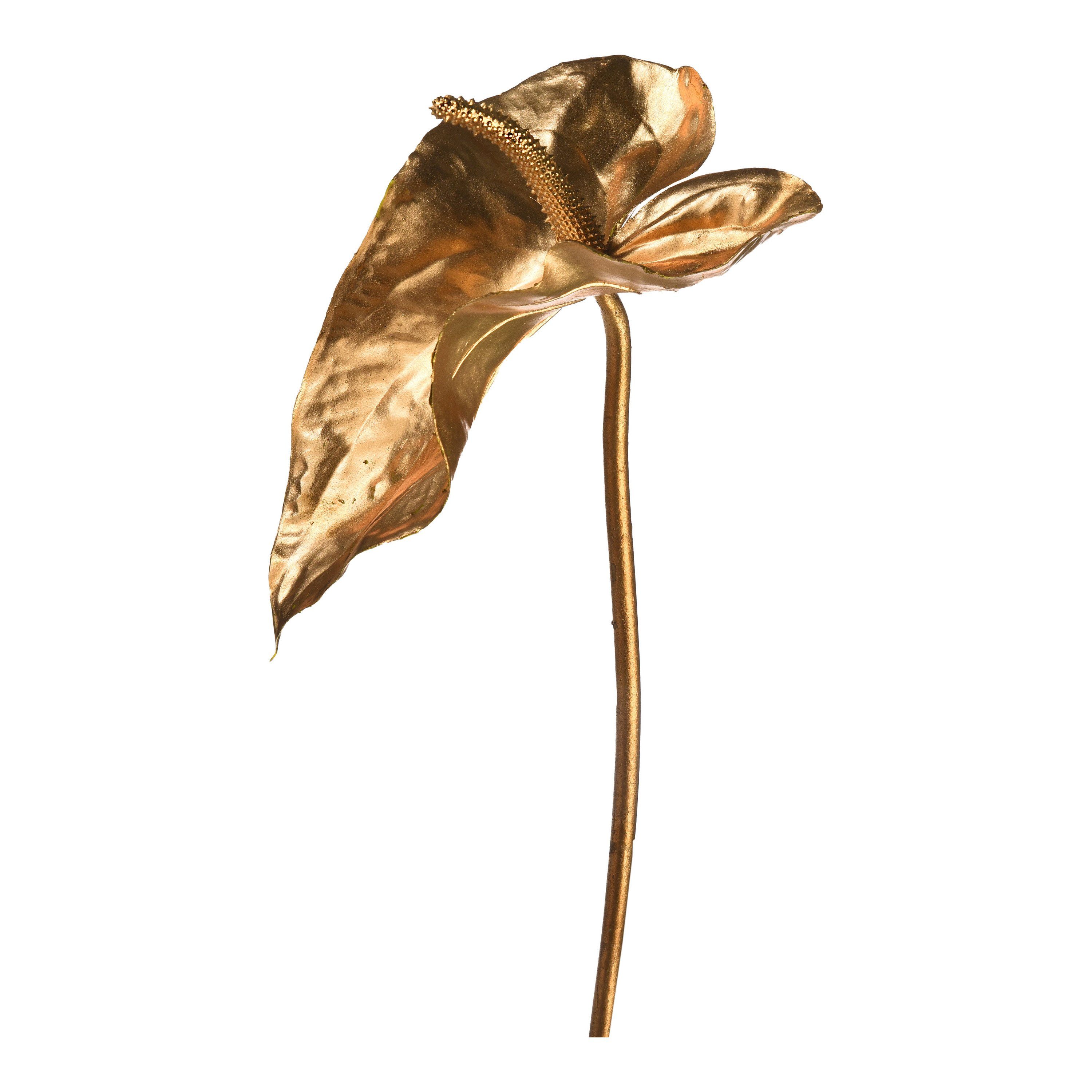 Depot Kunstblume Anthurium, Metallic-Kunstblatt Gold