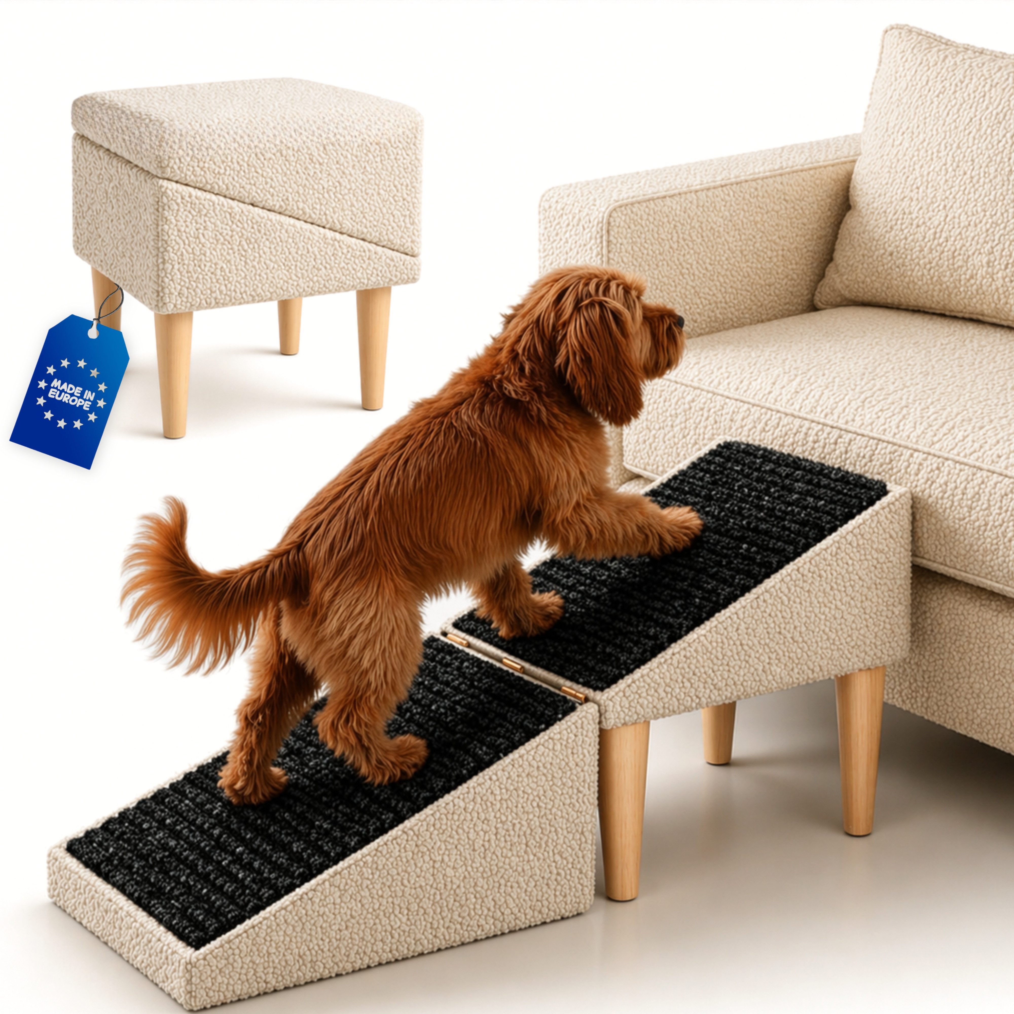 Outentin Haustiertreppe Hundetreppe klappbar mit Polster - Hunderampe Sofa Bett Katze (100 kg Belastbarkeit 2-in-1 Funktion 72x36x36 cm, 16 Farben, 1-St., Rutschfeste Oberfläche, Gelenkschonend, Pflegeleicht, Für Innenbereich)