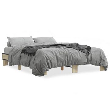 vidaXL Bett Bettgestell Sonoma-Eiche 150x200 cm Holzwerkstoff und Metall