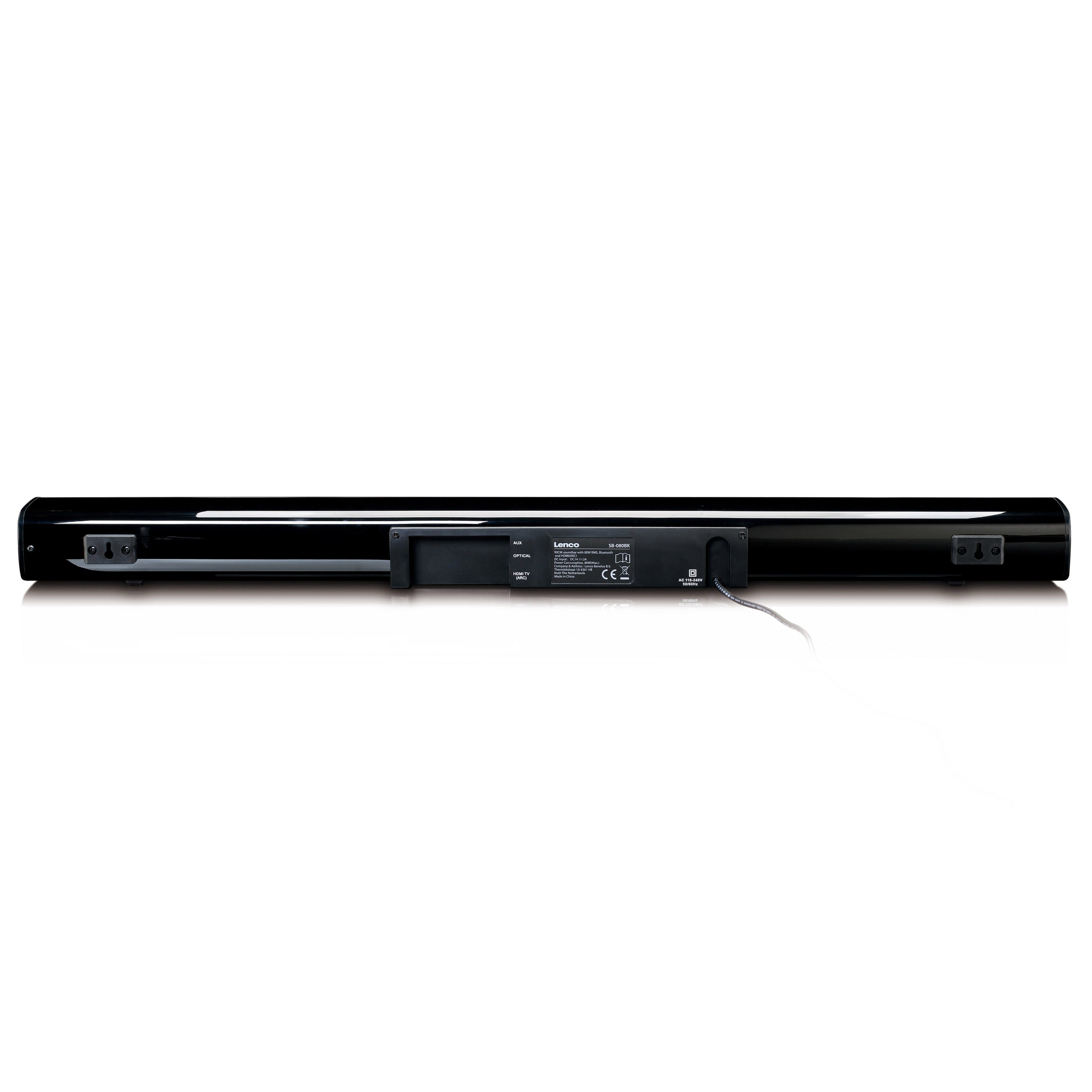 Lenco SB-080BK Bluetooth-Lautsprecher (Soundbar mit Subwoofer, Bluetooth 5.0, 80W RMS, inkl. Wandhalterung)