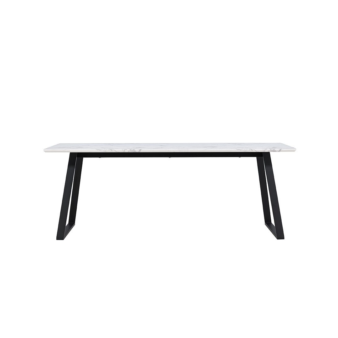 ebuy24 Esstisch Malaga Esstisch Marmor dekor 90x200cm weiß,schwarz (1-St)