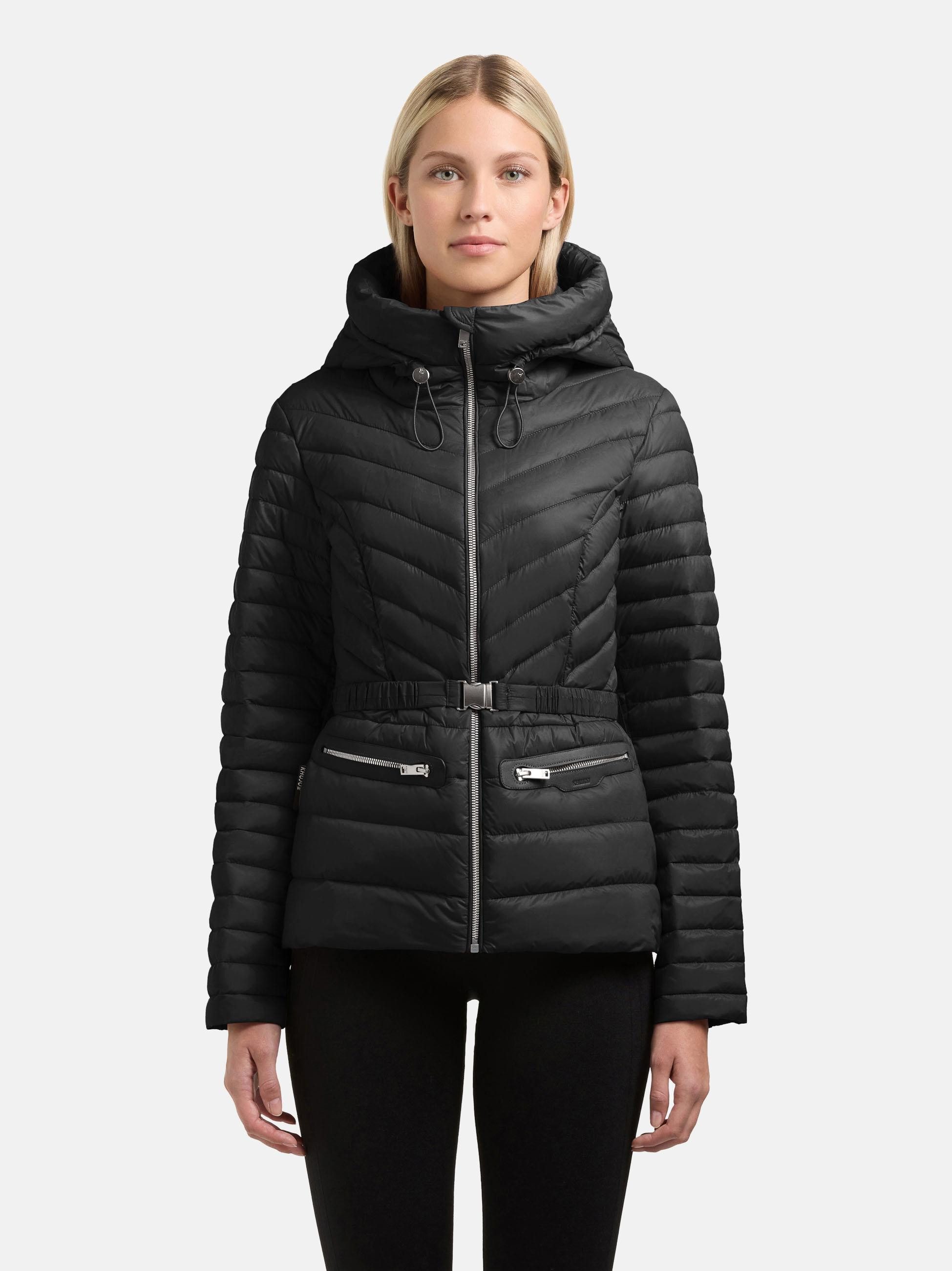khujo Outdoorjacke Lorella Übergangsjacke mit Kapuze und Taillengürtel