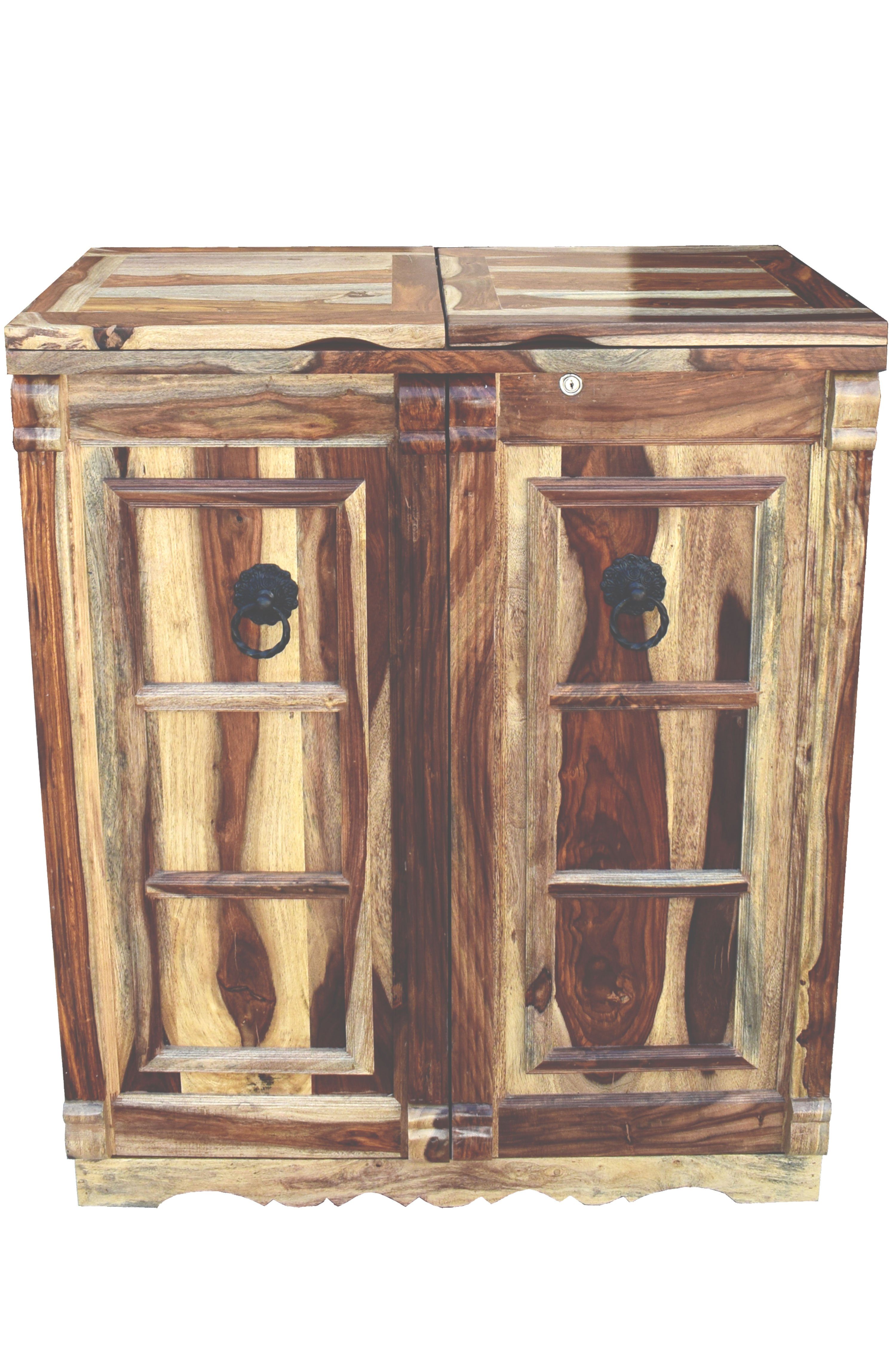 Marrakesch Orient & Mediterran Interior Barschrank Orientalischer Hausbar Bartheke aufklappbar aus Massivholz Jiya Natur (1-St) Handarbeit