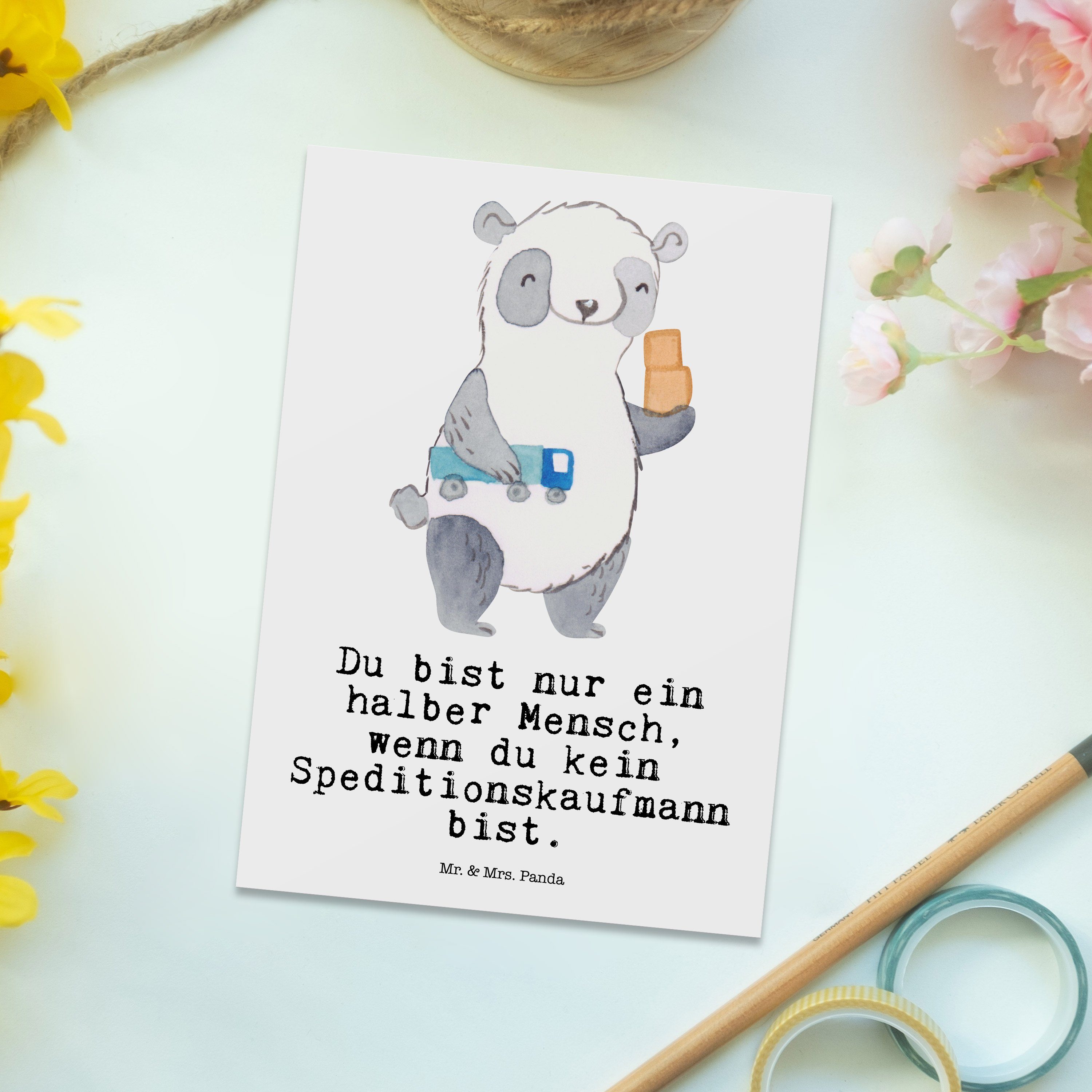 Mr. & Danke, Postkarte Geschenk, Herz Karte, Weiß Einladun Panda - mit Mrs. Speditionskaufmann 