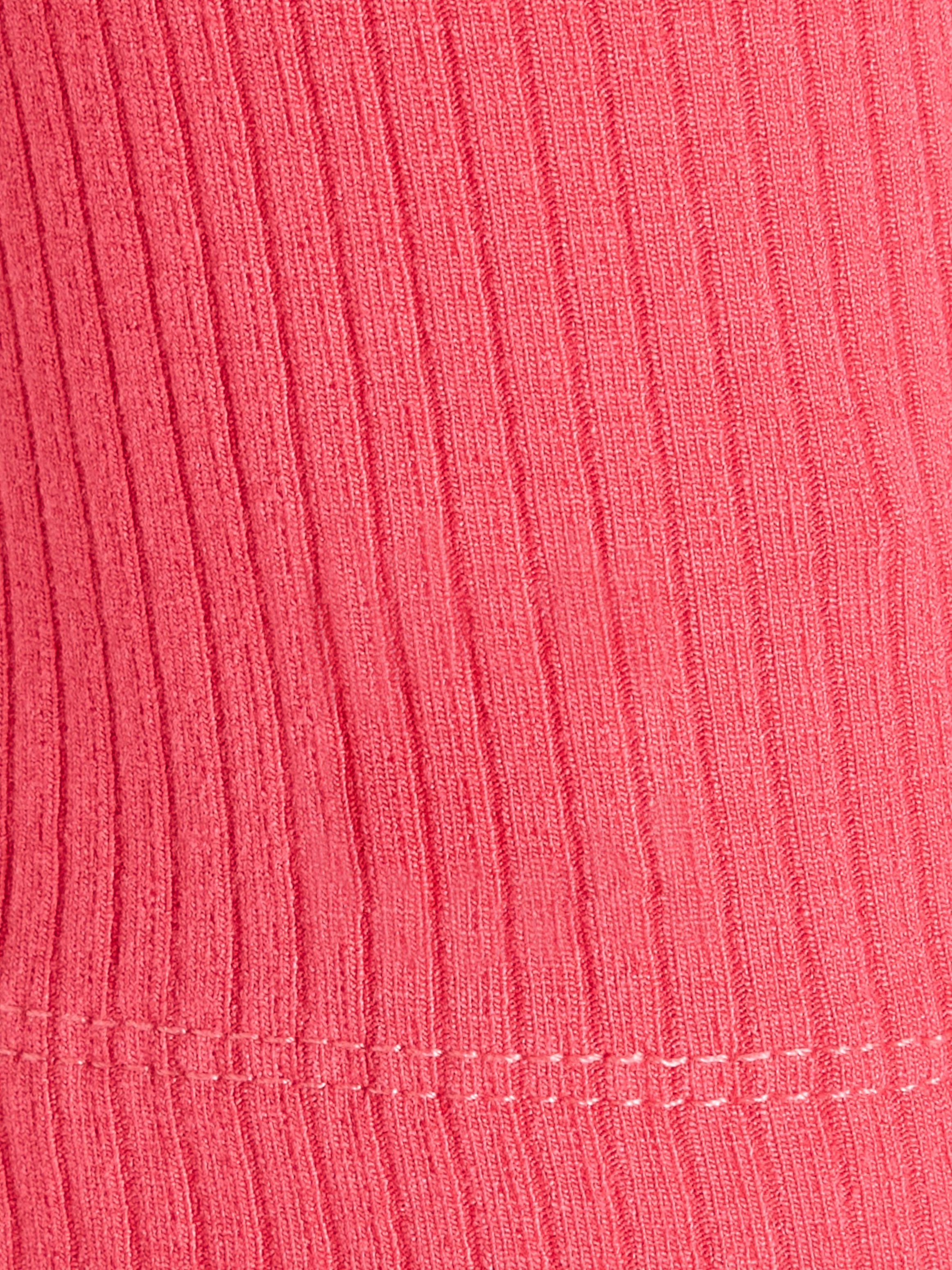 POLO 5X2 langer Bright_Cerise_Pink Poloshirt Hilfiger Knopfleiste mit RIB Tommy SLIM