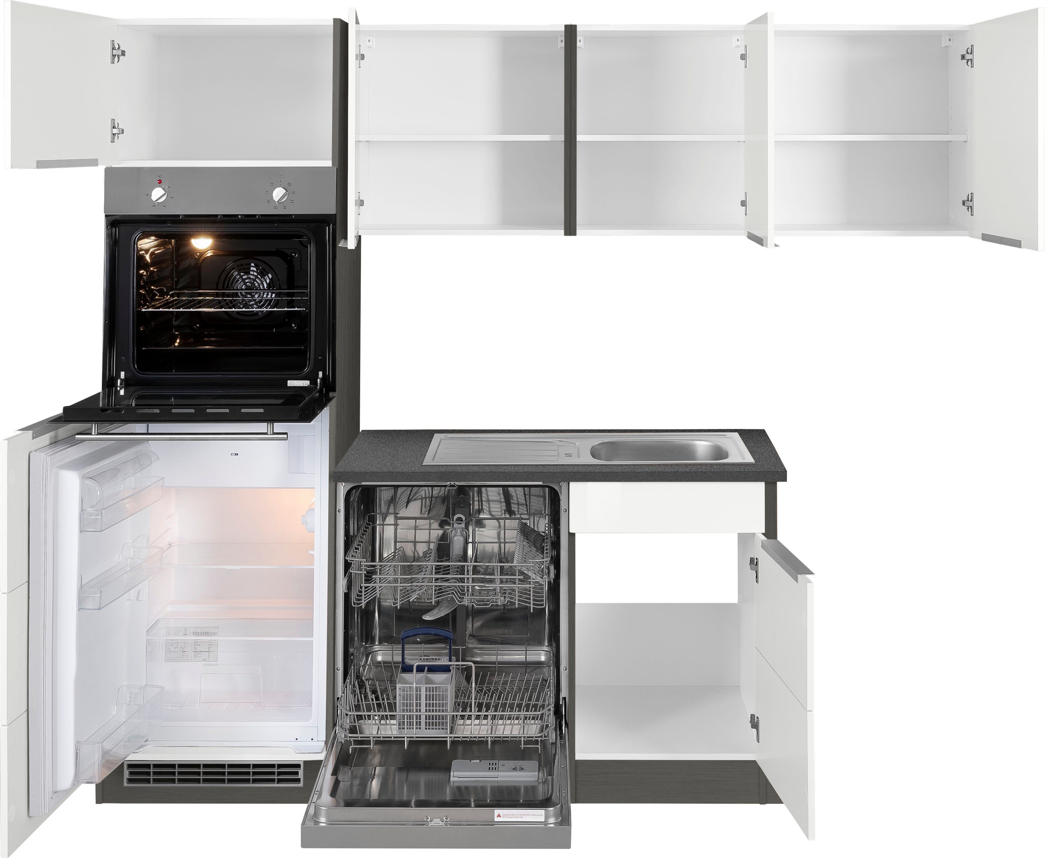 KOCHSTATION Winkelküche KS-Brindisi Stellbreite 230/170 cm, wahlweise mit E-Geräten und Induktion, mit MDF-Fronten