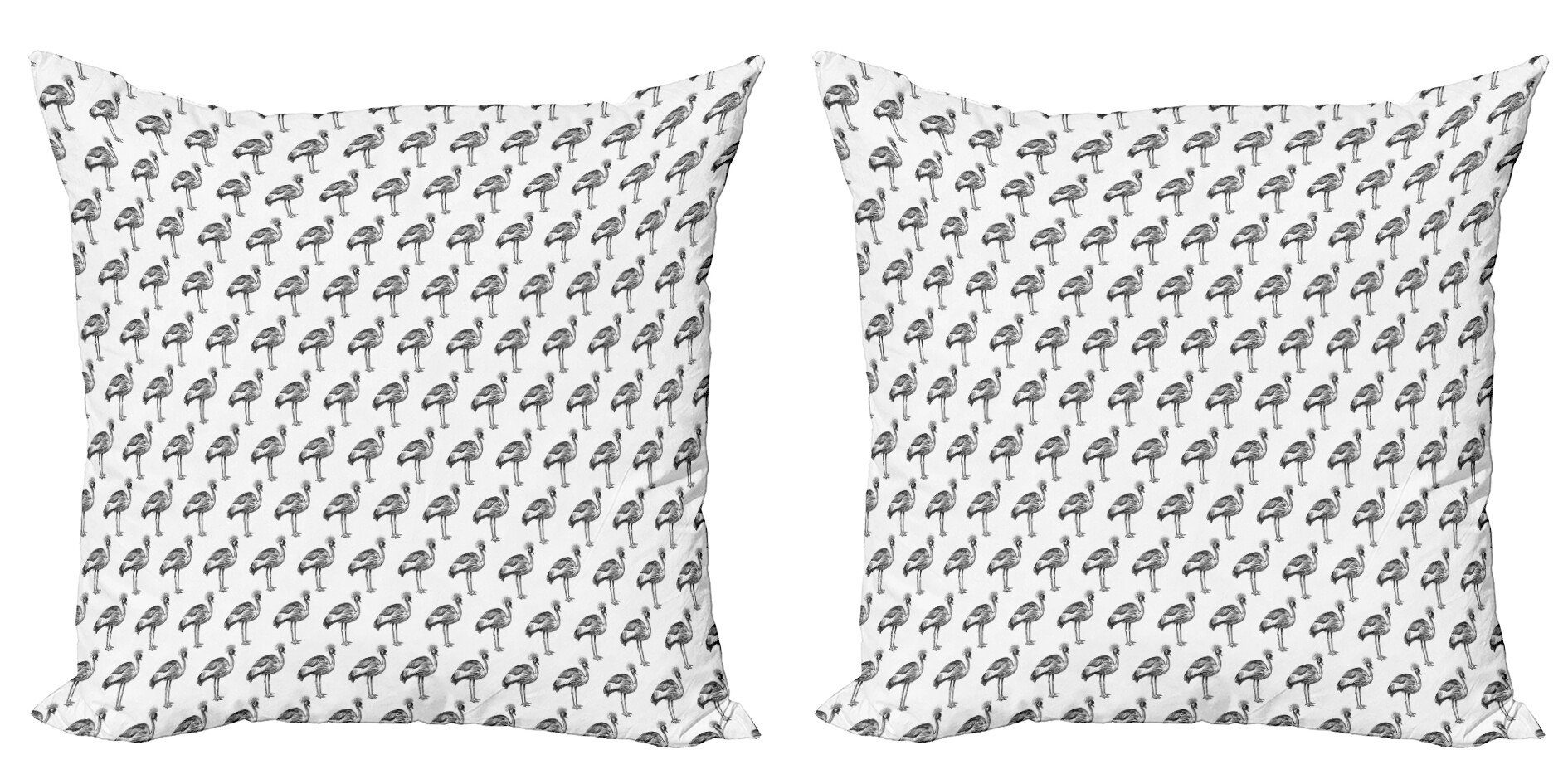 Cranes Accent Doppelseitiger Monochrome Vögel Digitaldruck, (2 Abakuhaus Modern Stück), Crowned Kissenbezüge