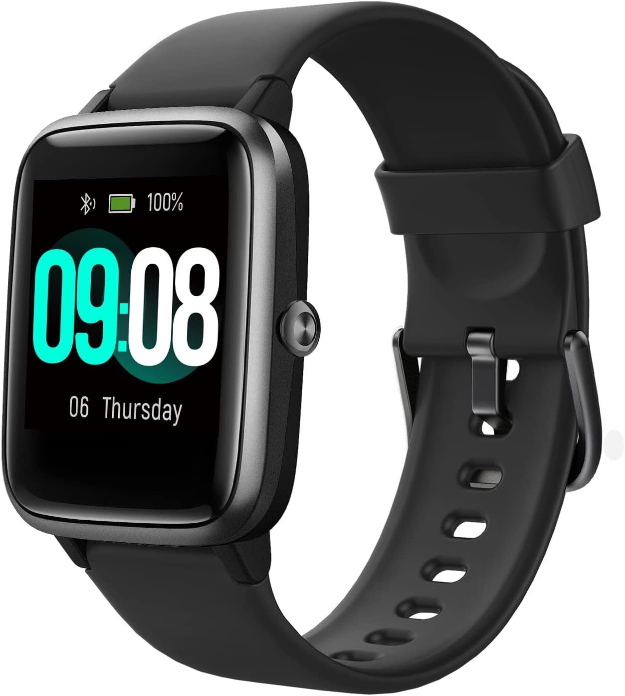 Fitpolo mit Musiksteuer Schlafmonitor Uhren für Damen Herren Kinder Smartwatch (1,3 Zoll, Android iOS), mit herzfrequenz,IP68 Wasserdicht Fitness Voller Touchscreen