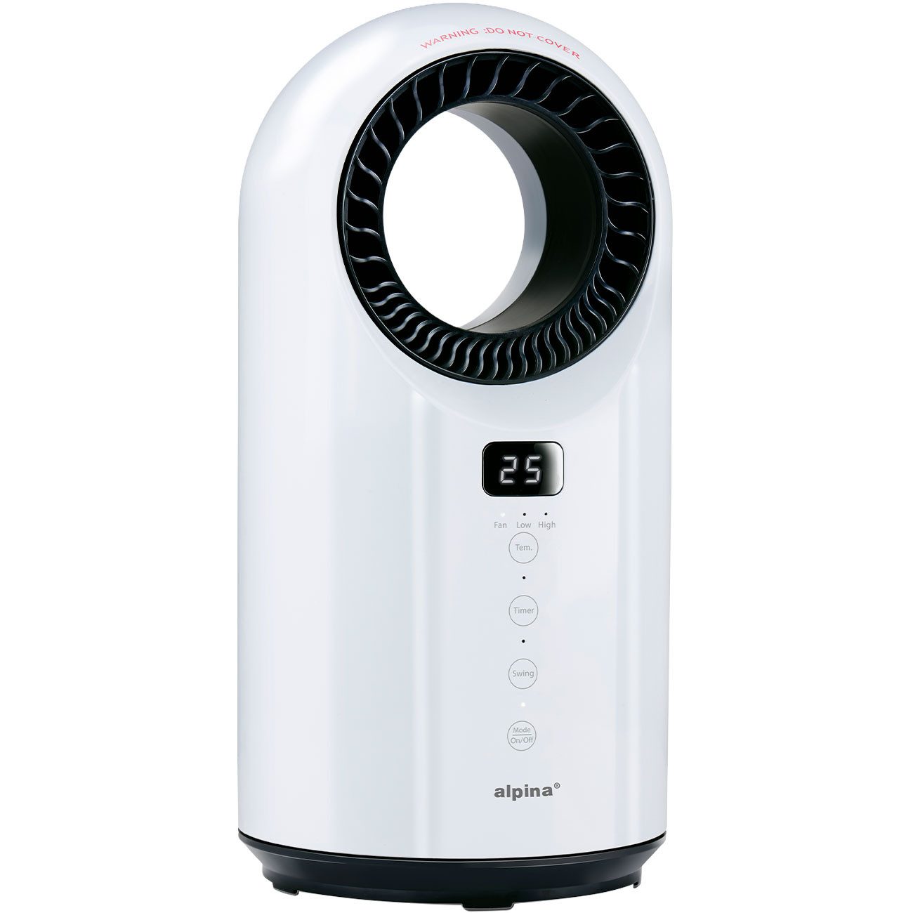 *Alpina* Heizlüfter Turmheizlüfter 1500W, PTC Keramik, Oszillation, Fernbedienung, Timer, Rotorloser 1500W Keramik-Heizlüfter mit 12h-Timer & Kippschutz