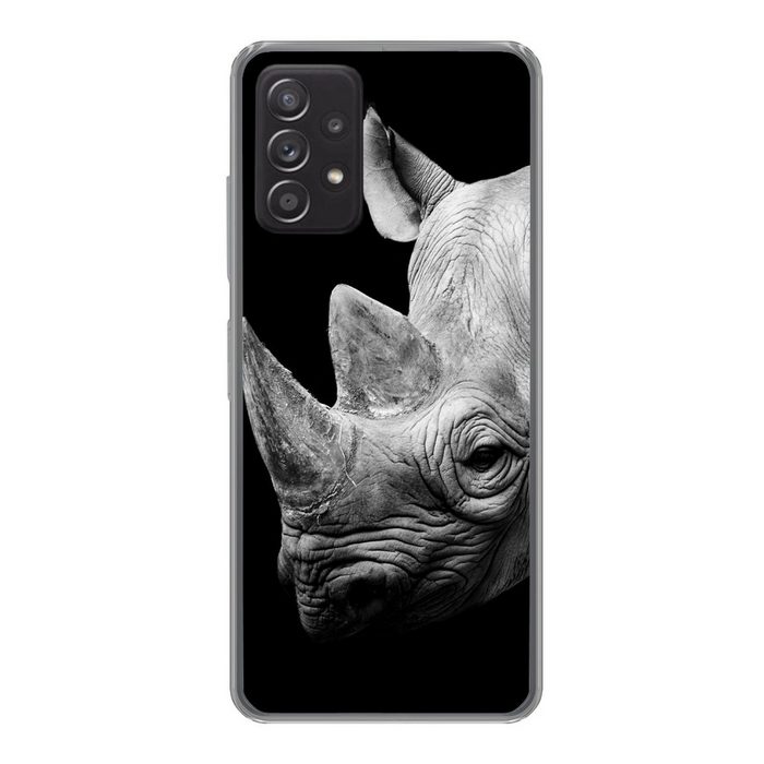 MuchoWow Handyhülle Tiere - Nashorn - Schwarz - Weiß - Porträt Handyhülle Telefonhülle Samsung Galaxy A33