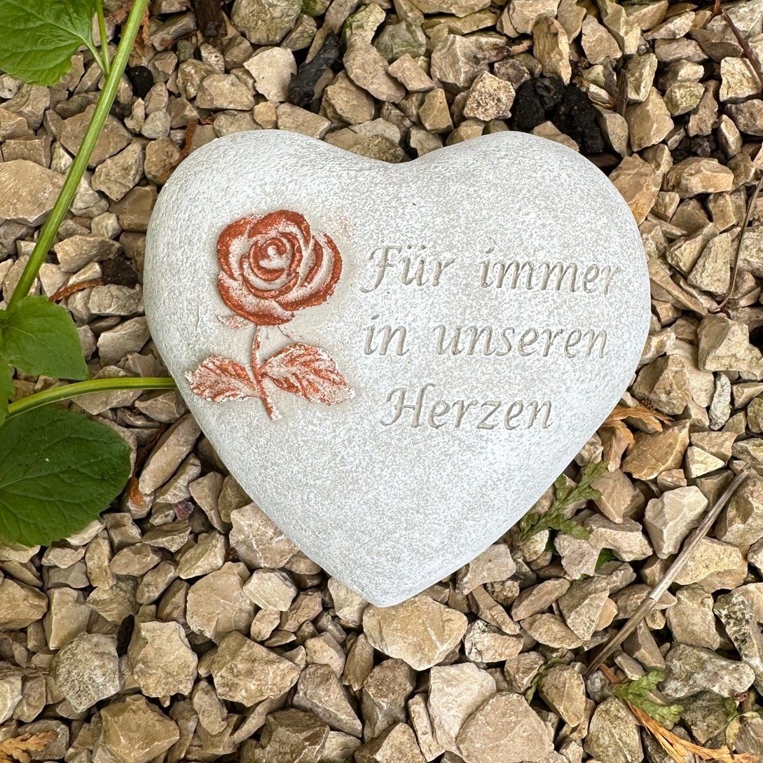 Radami Gartenfigur Grabherz Grabschmuck Grab Herz Spruch - Für immer in uns günstig online kaufen
