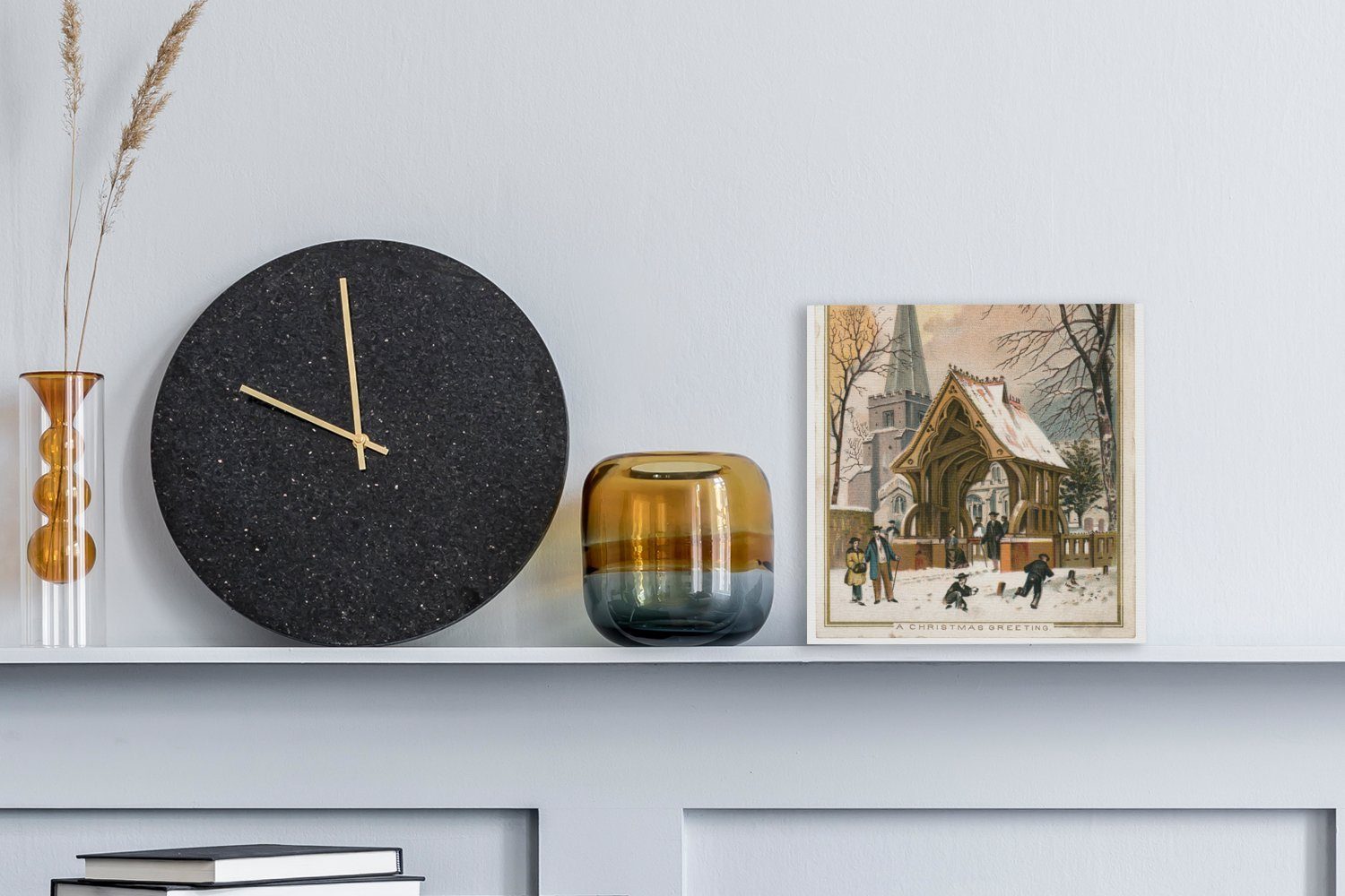 OneMillionCanvasses® Leinwandbild Weihnachten - Winter - Retro, Fotodruck (1 St), Wandbild, Deko Schlafzimmer Wohnzimmer Flur 20x20 cm