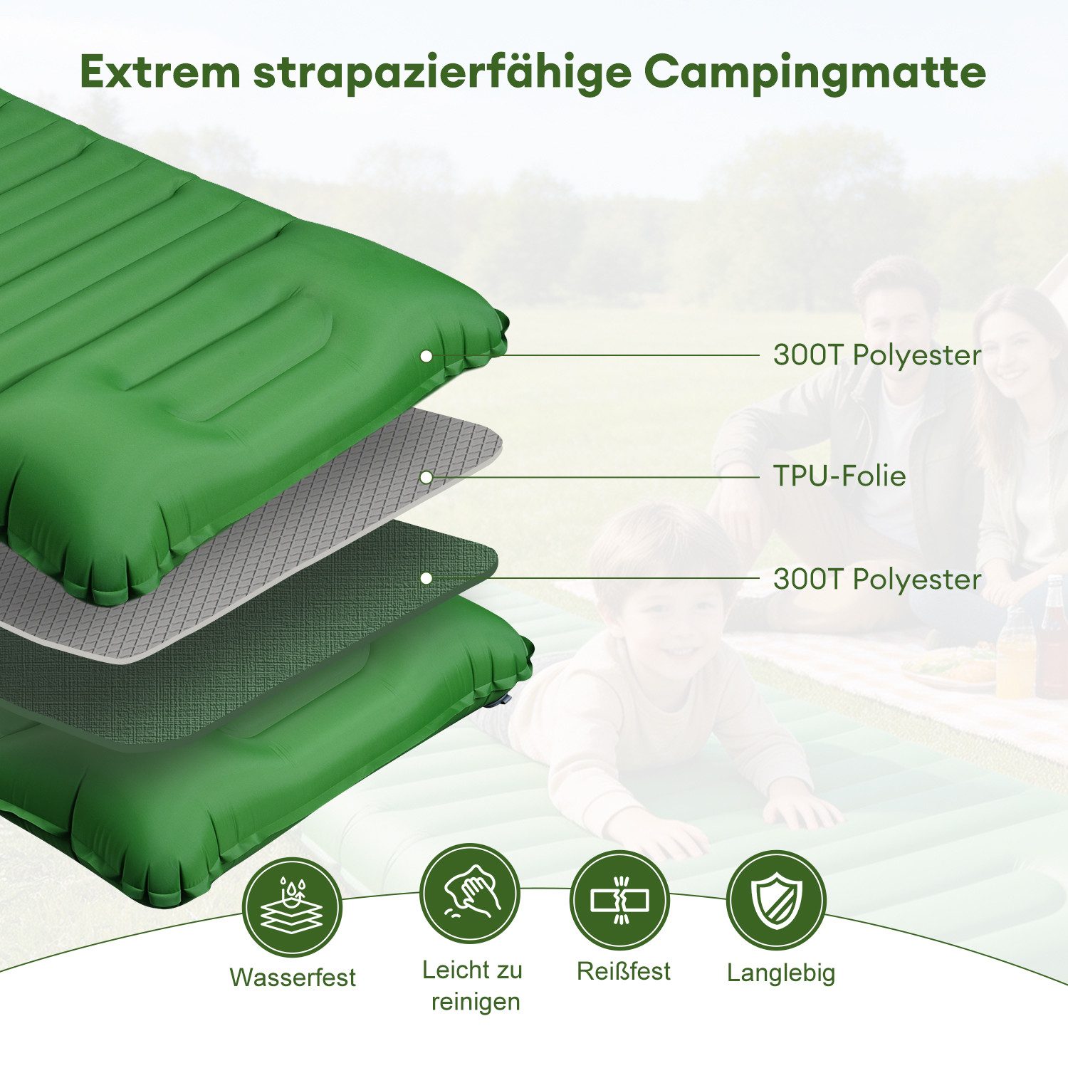 CkeyiN Isomatte Selbstaufblasende Campingmatte für Camping/Outdoor 196*68*10cm, (für 1 Personen, 1-tlg), Campingmatratze Ultraleicht mit Kissen
