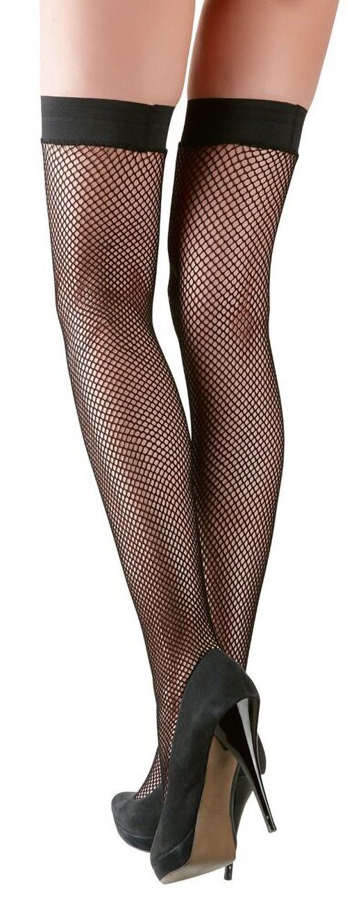 Cottelli LEGWEAR Halterlose Strümpfe Halterlose Netz-Strümpfe mit Silikonbund - schwarz (1-Paar) Innen mit rutschfestem Silikonband – Bild 2 von 4