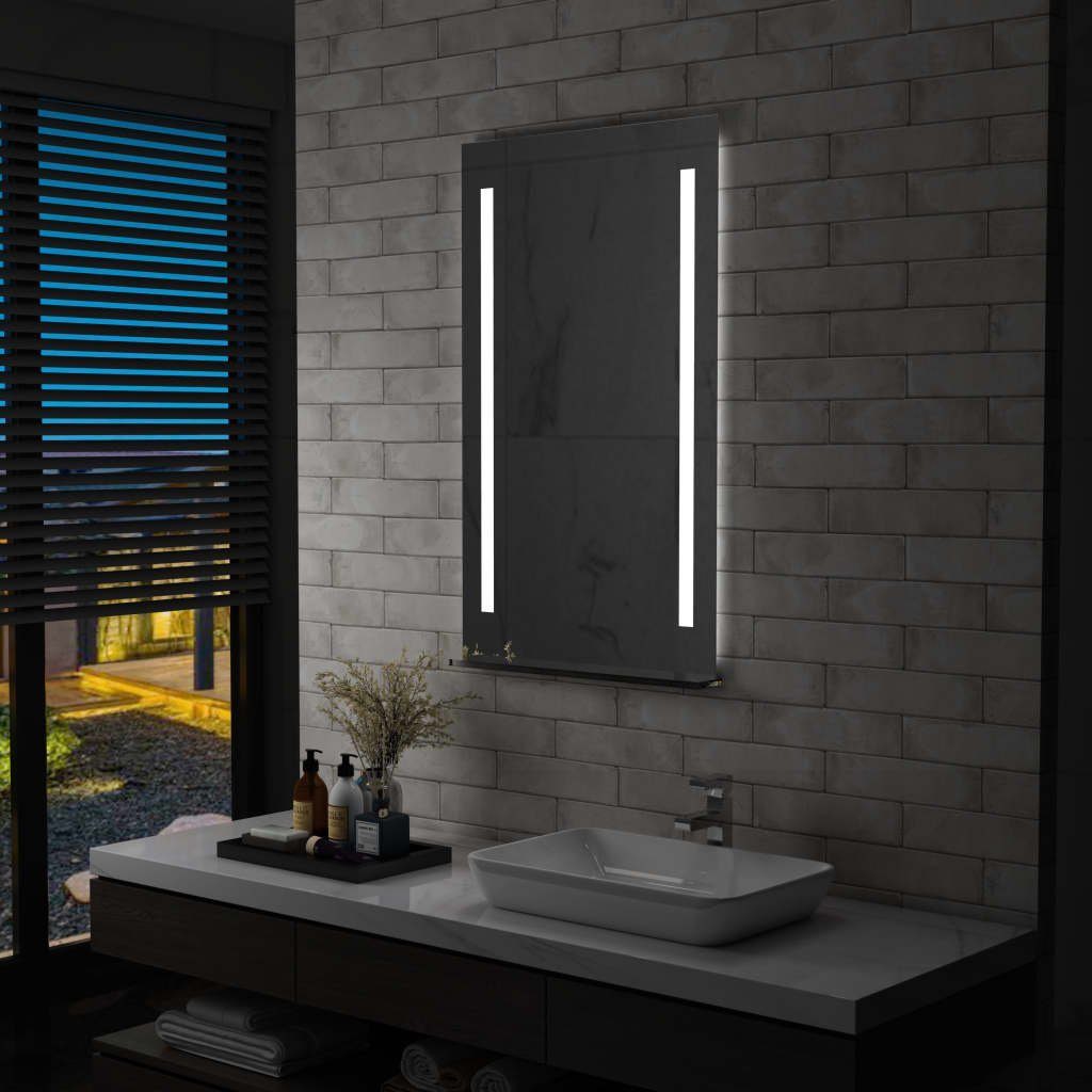 furnicato Wandspiegel Badezimmer-mit LED und Ablage 60x100 cm