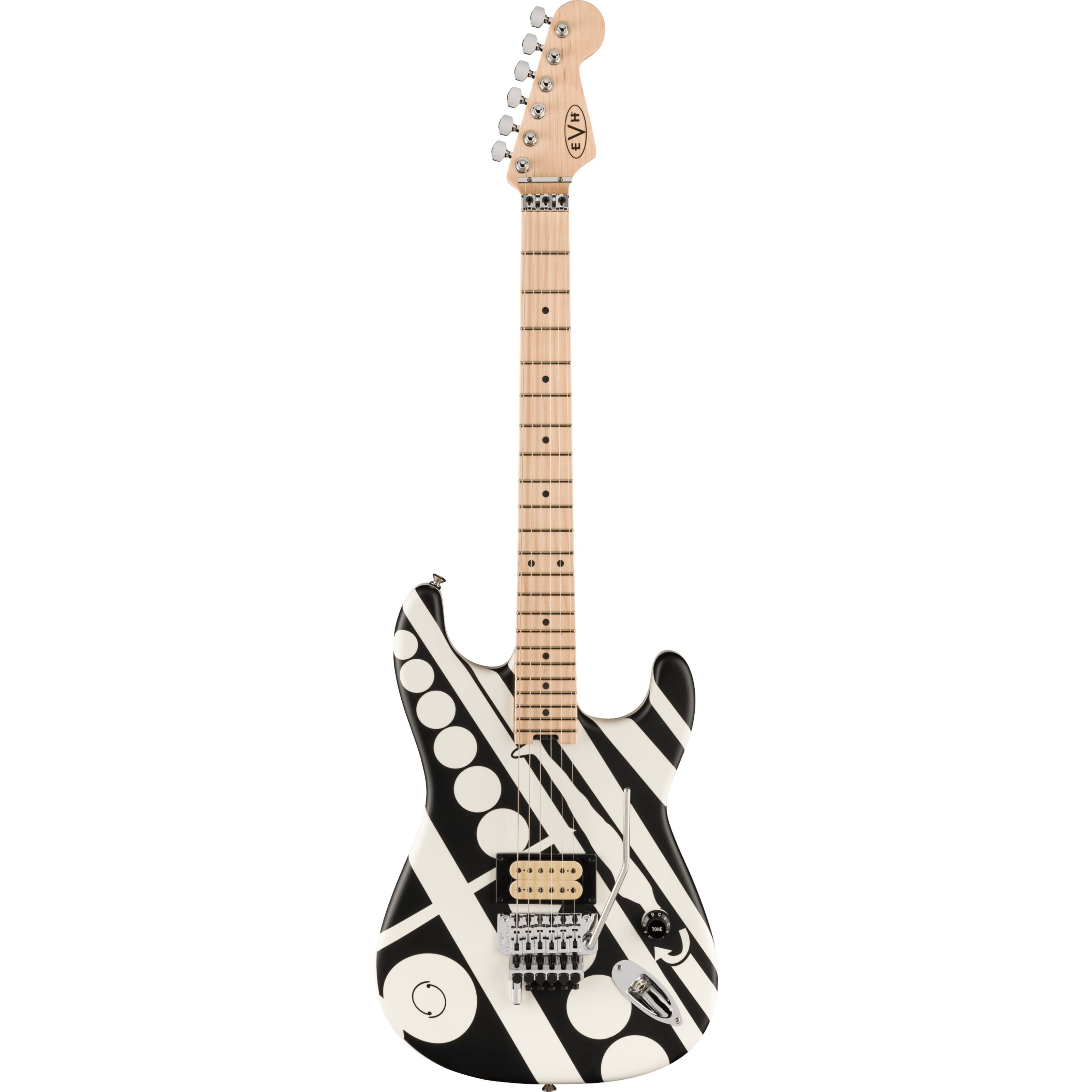 EVH E-Gitarre, E-Gitarren, ST-Modelle, Striped Series Circles White and Black - E-Gitarre