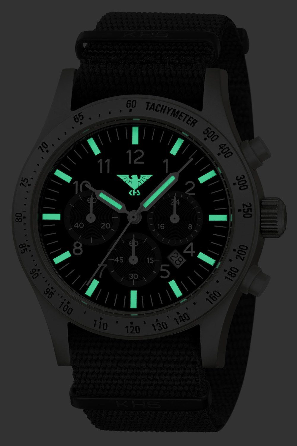 KHS Quarzuhr Platoon Solar Stahl Natoband