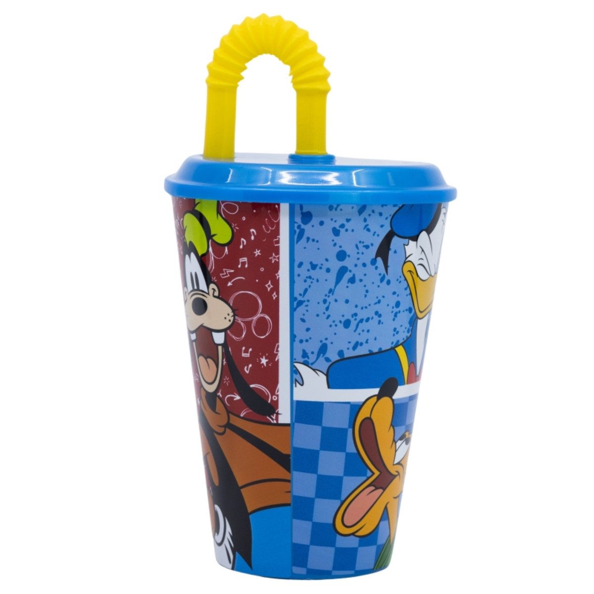 Disney Mickey Mouse Trinkflasche Trinkbecher 430 ml mit Deckel und Strohhalm