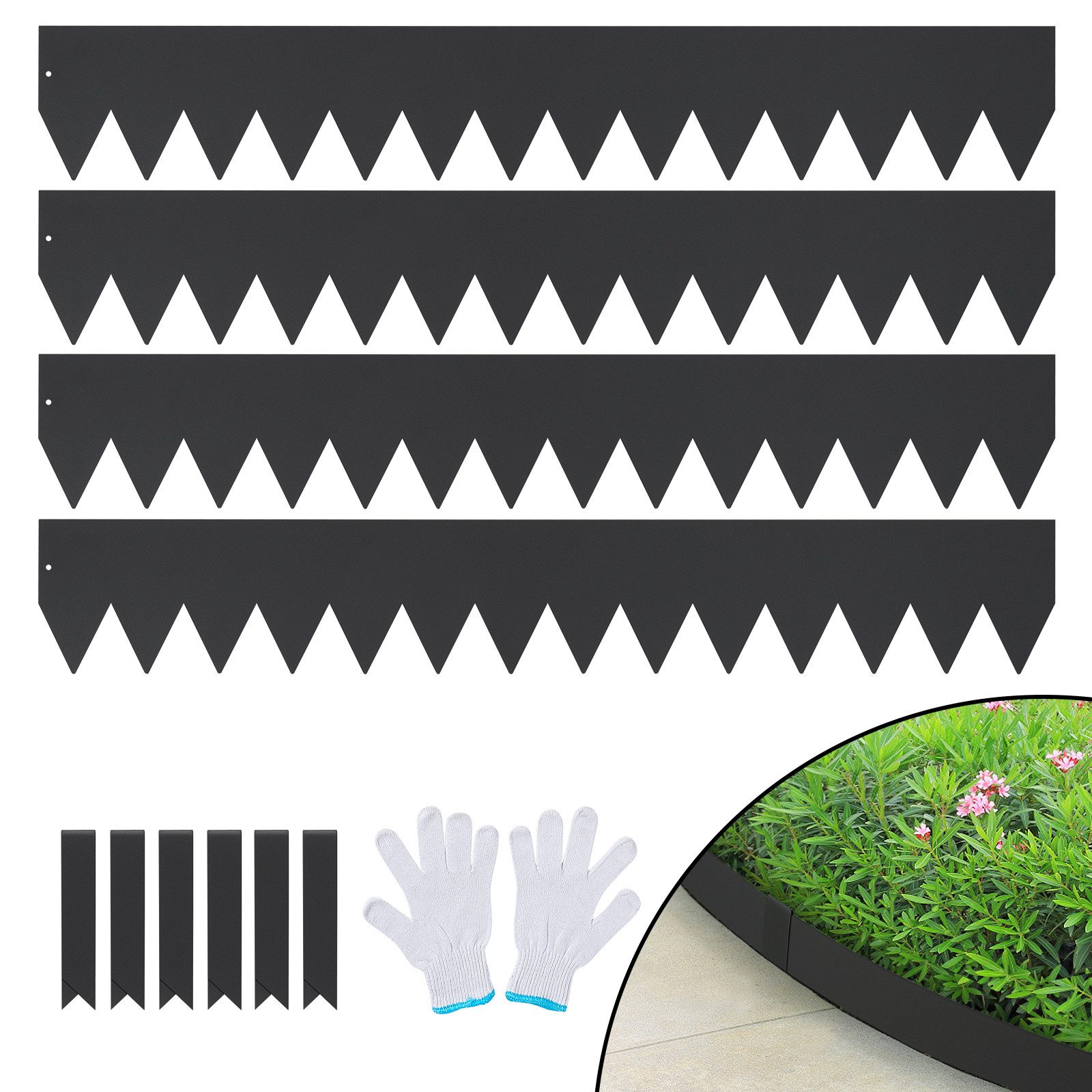 VEVOR Rasenkante 101,6 x 15,2 cm (4er-Set) Rasenkantenband aus Stahl Beeteinfassung