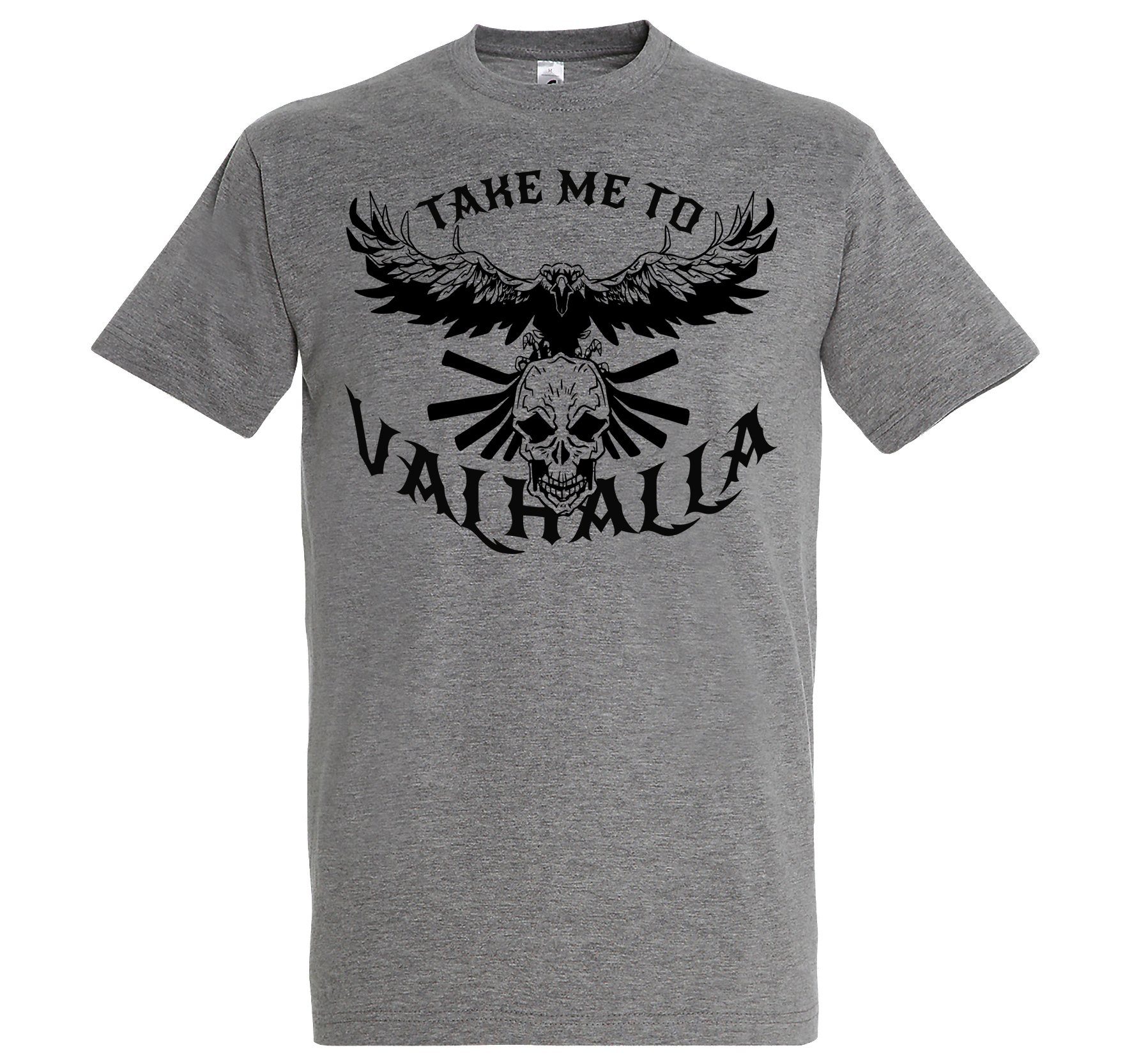 Youth Designz T-Shirt Take me to Valhalla Herren T-Shirt mit Trendigem Frontdruck Grau