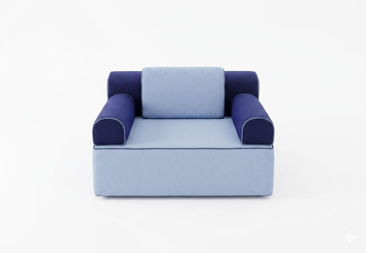 JVmoebel Gartenlounge-Set Sofa Sessel Couchtisch blau bequem geräumig weich modern neu, (1-tlg), Made in Europa