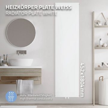 LuxeBath Heizkörper Zimmerheizung Wandheizkörper Designheizkörper, Weiß 452x1800mm Mittelanschluss