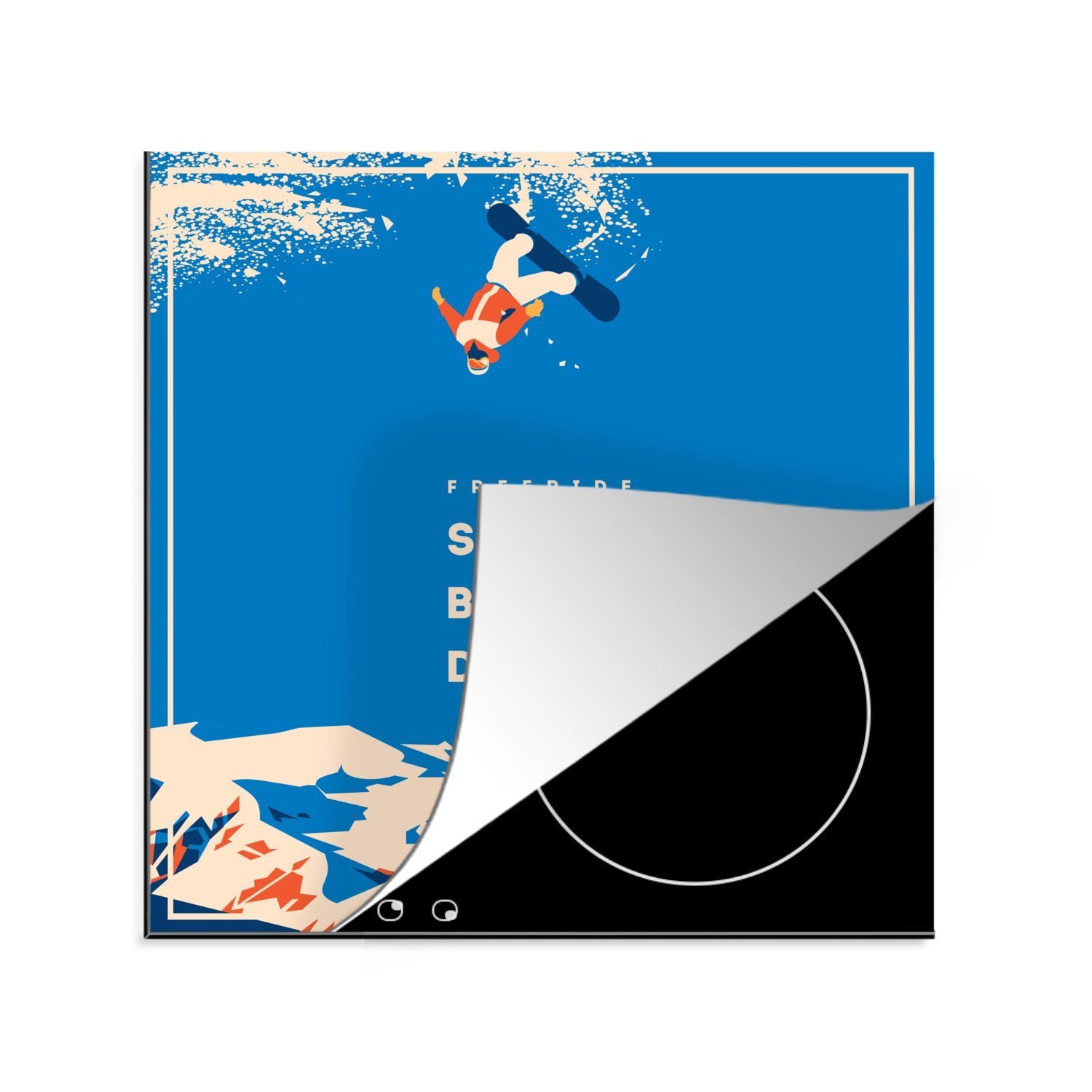MuchoWow Herdblende-/Abdeckplatte Sport - Zitate - 'Freeride Snowboarding' - Sprichwörter, Vinyl, (1 tlg), 78x78 cm, Ceranfeldabdeckung, Arbeitsplatte für küche