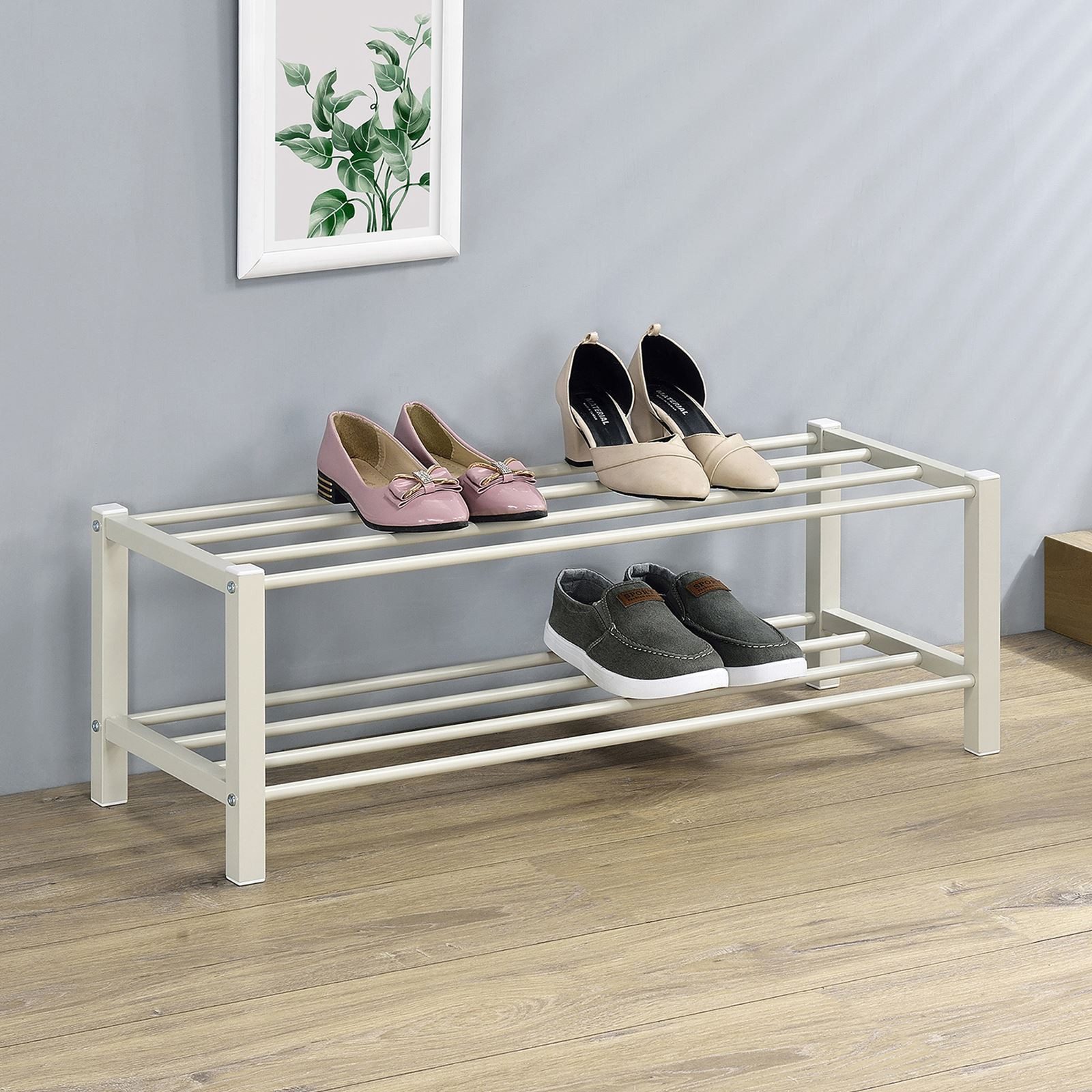 IDIMEX Schuhregal NAVAN, Schuhaufbewahrung aus Metall mit 2 Ablagen beige günstig online kaufen