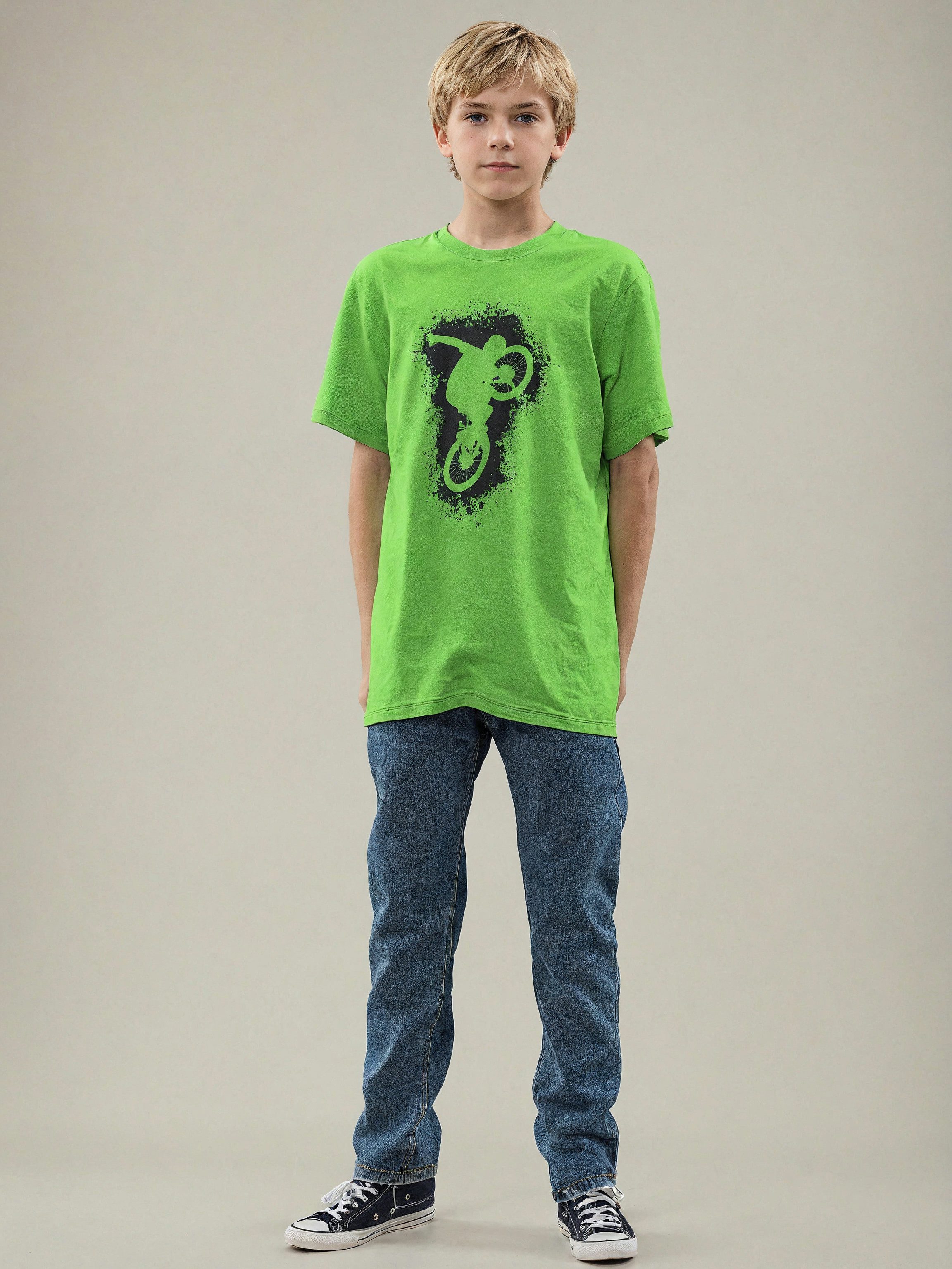 KIDSWORLD T-Shirt Biker - Druck Kurzarm, Basic-Passform, mit stylischem Druck, Rundhalsausschnitt