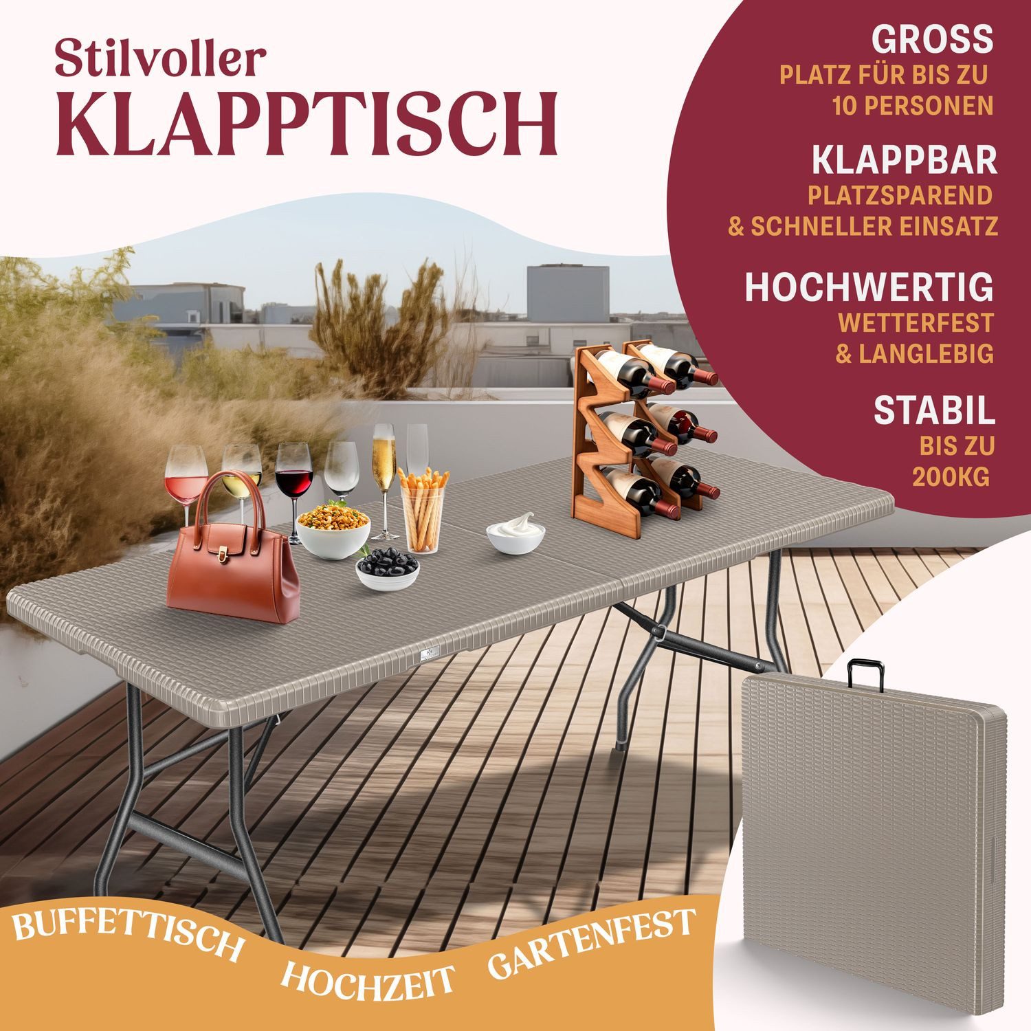 KESSER Tabletttisch, Buffettisch Tisch klappbar Kunststoff günstig online kaufen