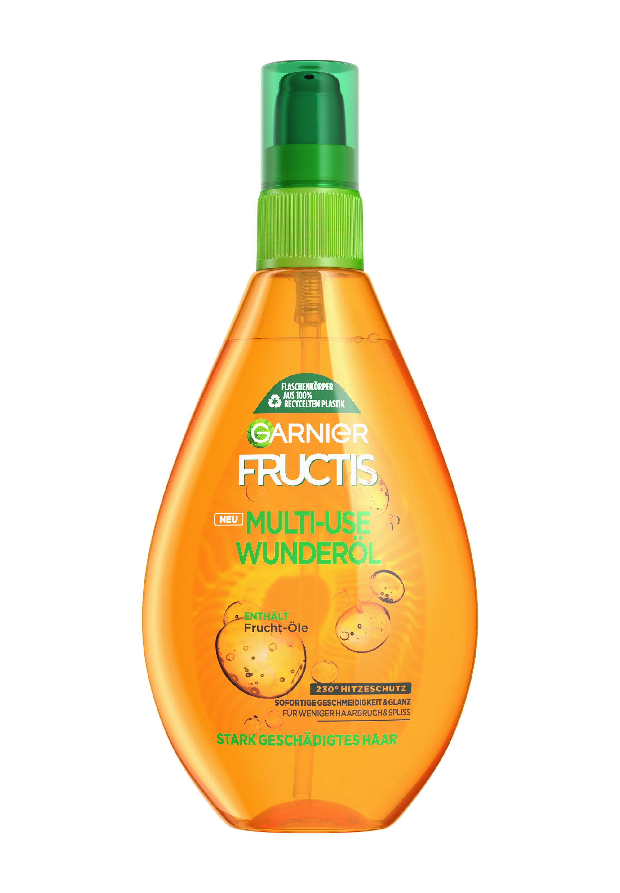 GARNIER Haaröl FRUCTIS WUNDER-ÖL HITZESCHUTZ & ANTI-FRIZZ, für stark geschädigtes Haar, mit schwerelosen Fruchtölen