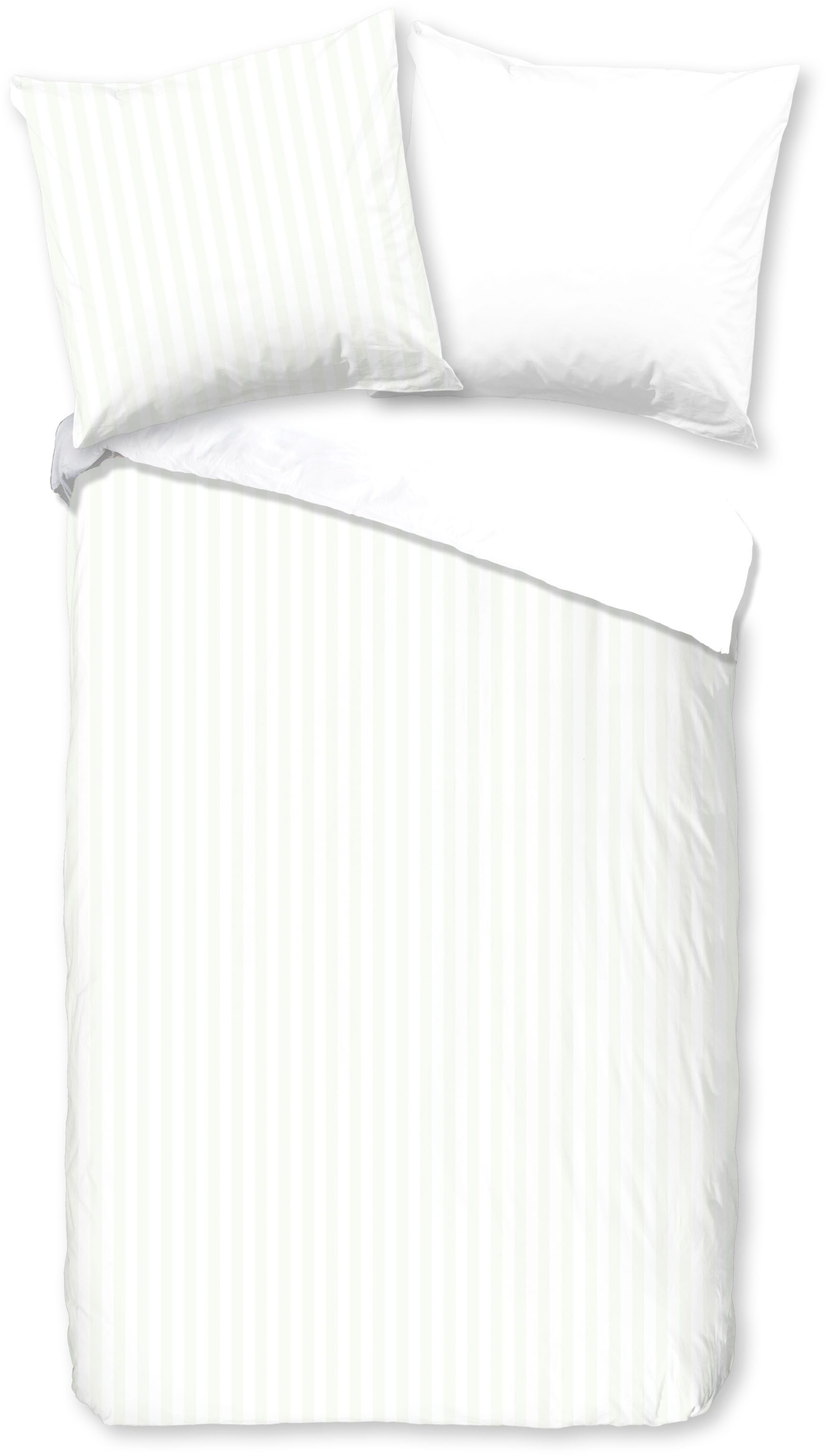 Descanso Wendebettwäsche Hotel Sevilla, Satin, 3 teilig, Satin, Reißverschluss, Wende, Luxe, Streifen, uni – Bild 2 von 5