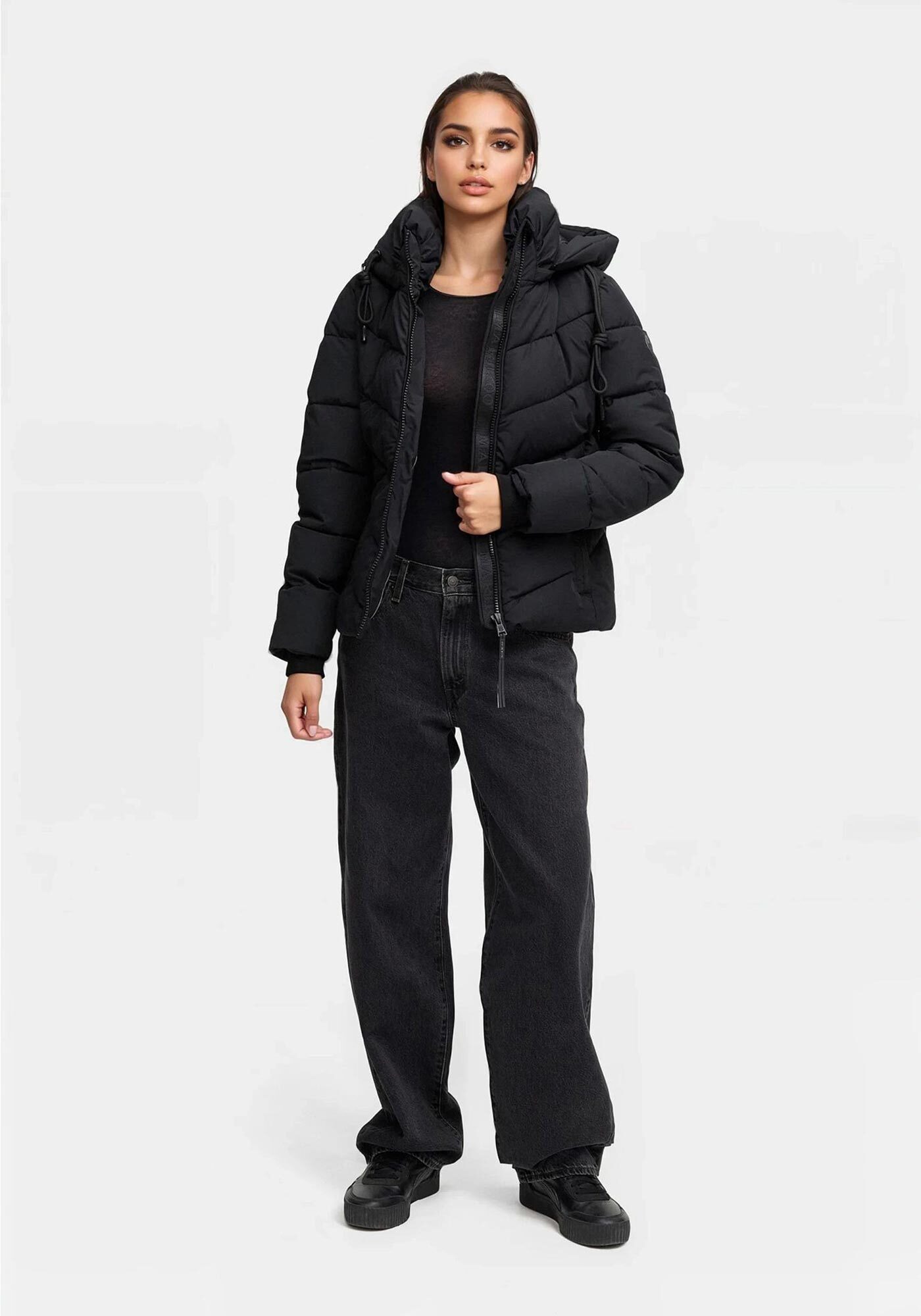 Marikoo Winterjacke Sahnemausii mit abnehmbarer Kapuze und hohem Kragen