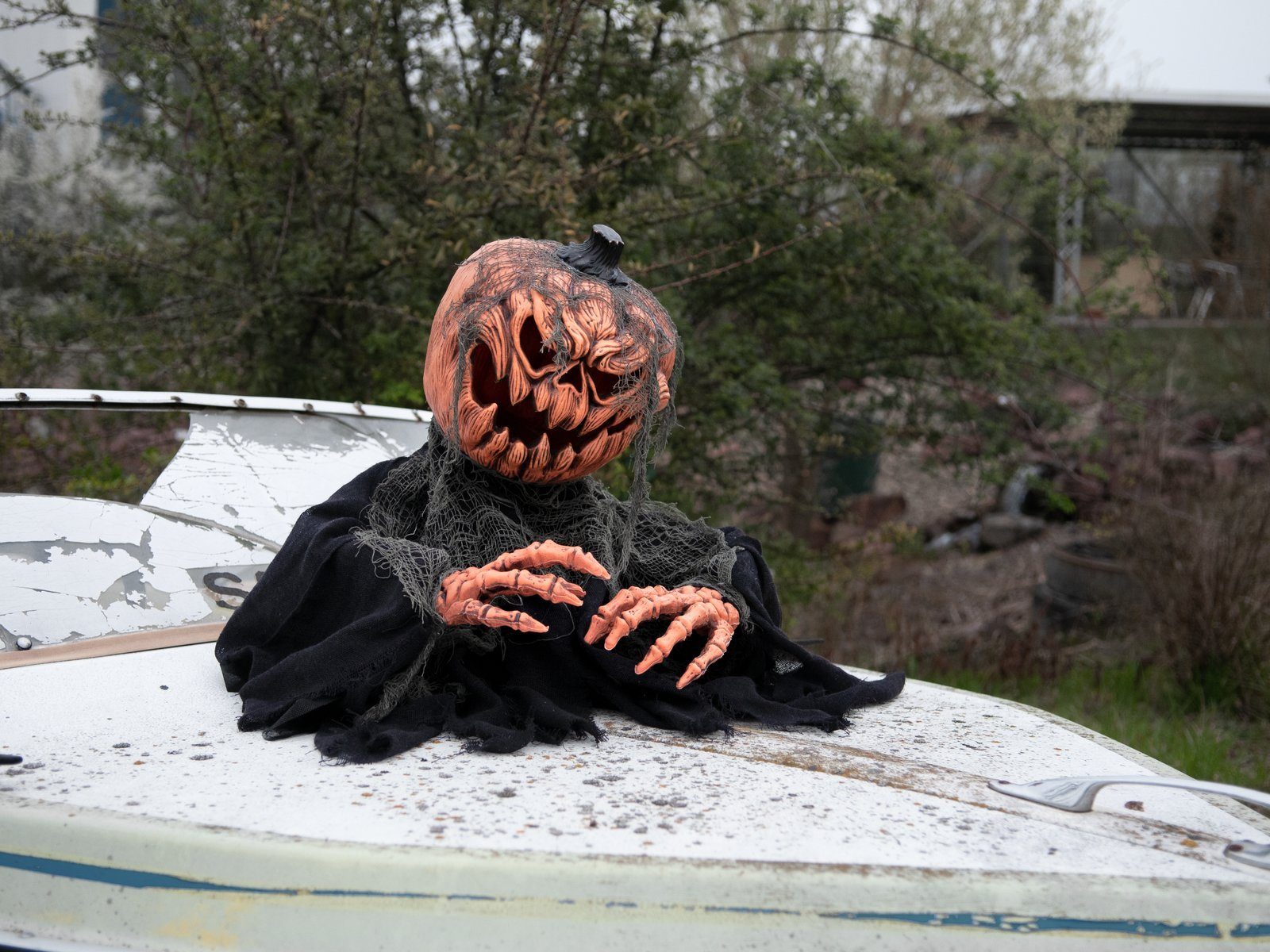 SATISFIRE Dekofigur 50cm Figur Halloween und bewegte mit Geräuschen Kürbismonster - Licht