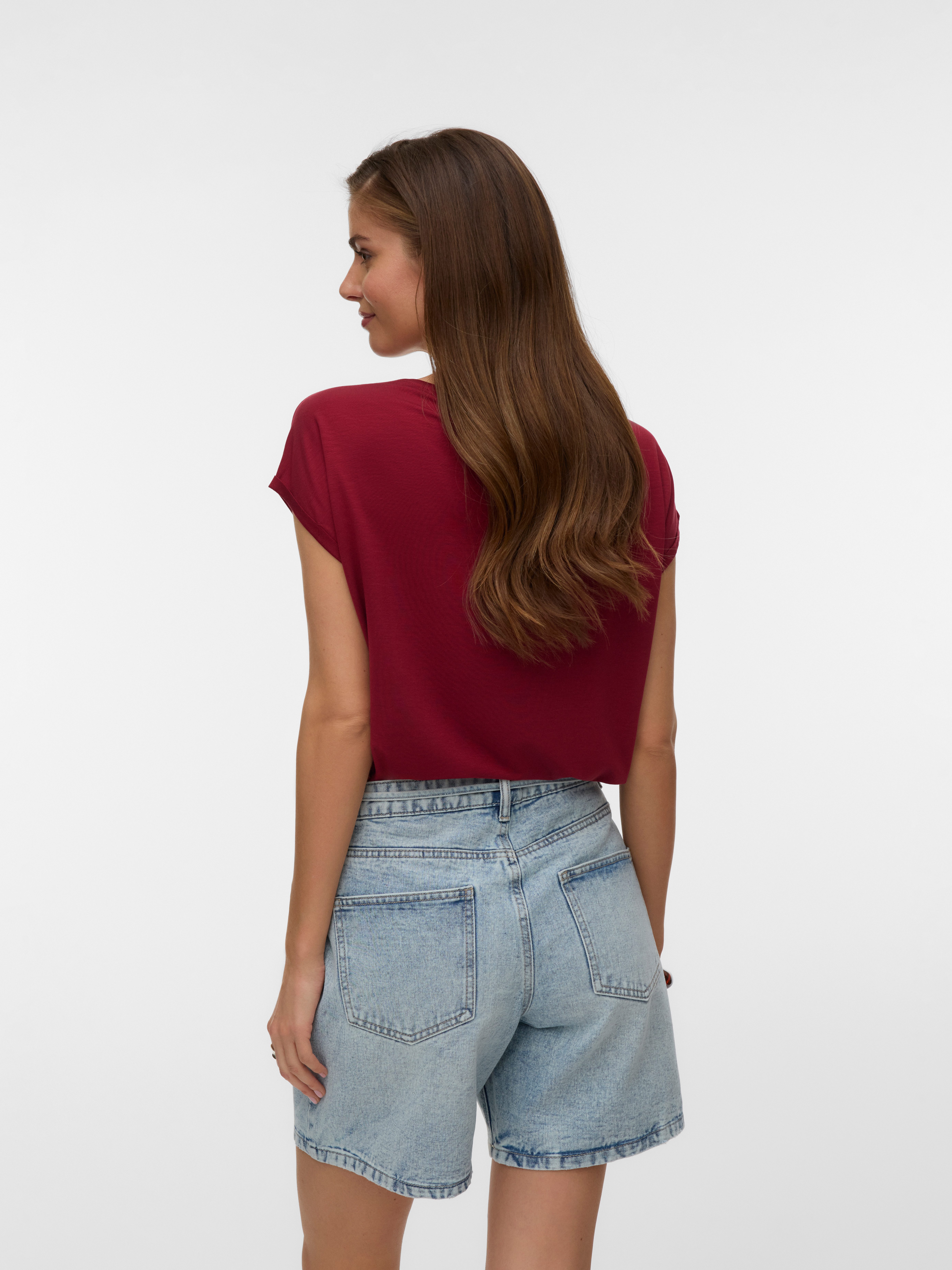 Vero Moda T-Shirt VMAVA PLAIN SS TOP JRS NOOS Materialmix, regular fit