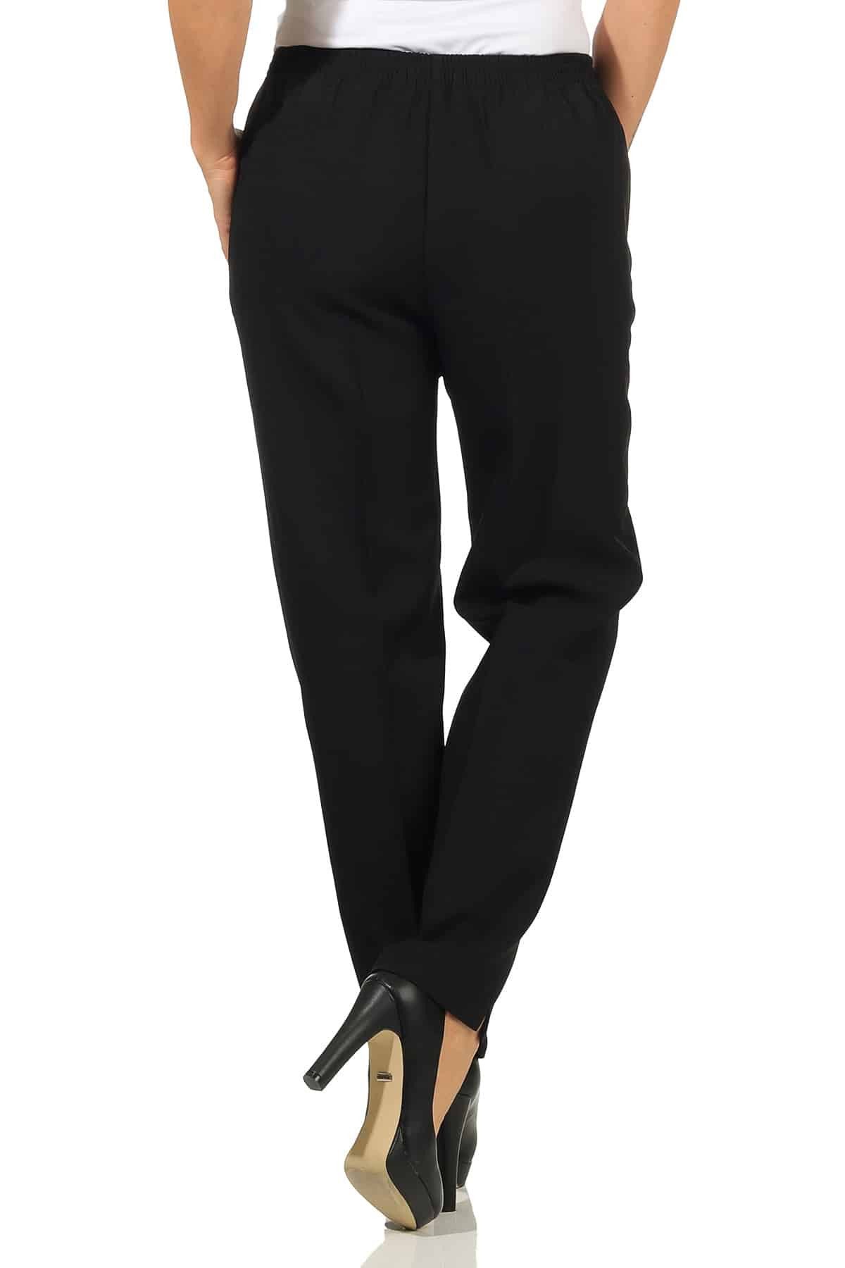 Aurela Damenmode Schlupfhose Stoffhose Damen Anzug- oder Business Hose Kurzgröße Teil-Gummizug, Bügelfalte, Reißverschlusstaschen