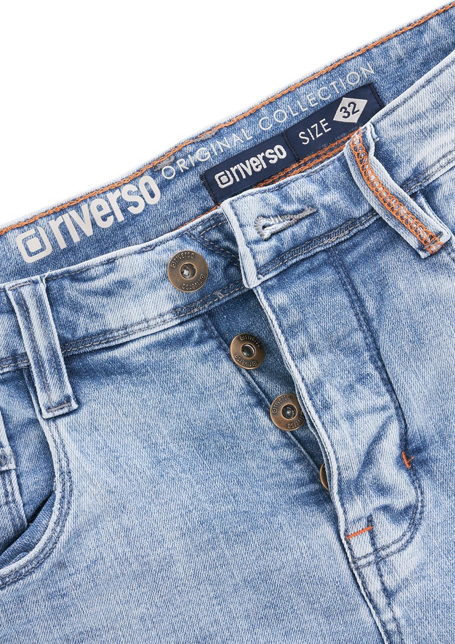 Light Stretch Jeansshorts Denim Blue Fit RIVTom (L139) mit Herren Bermudashorts Shorts riverso Regular